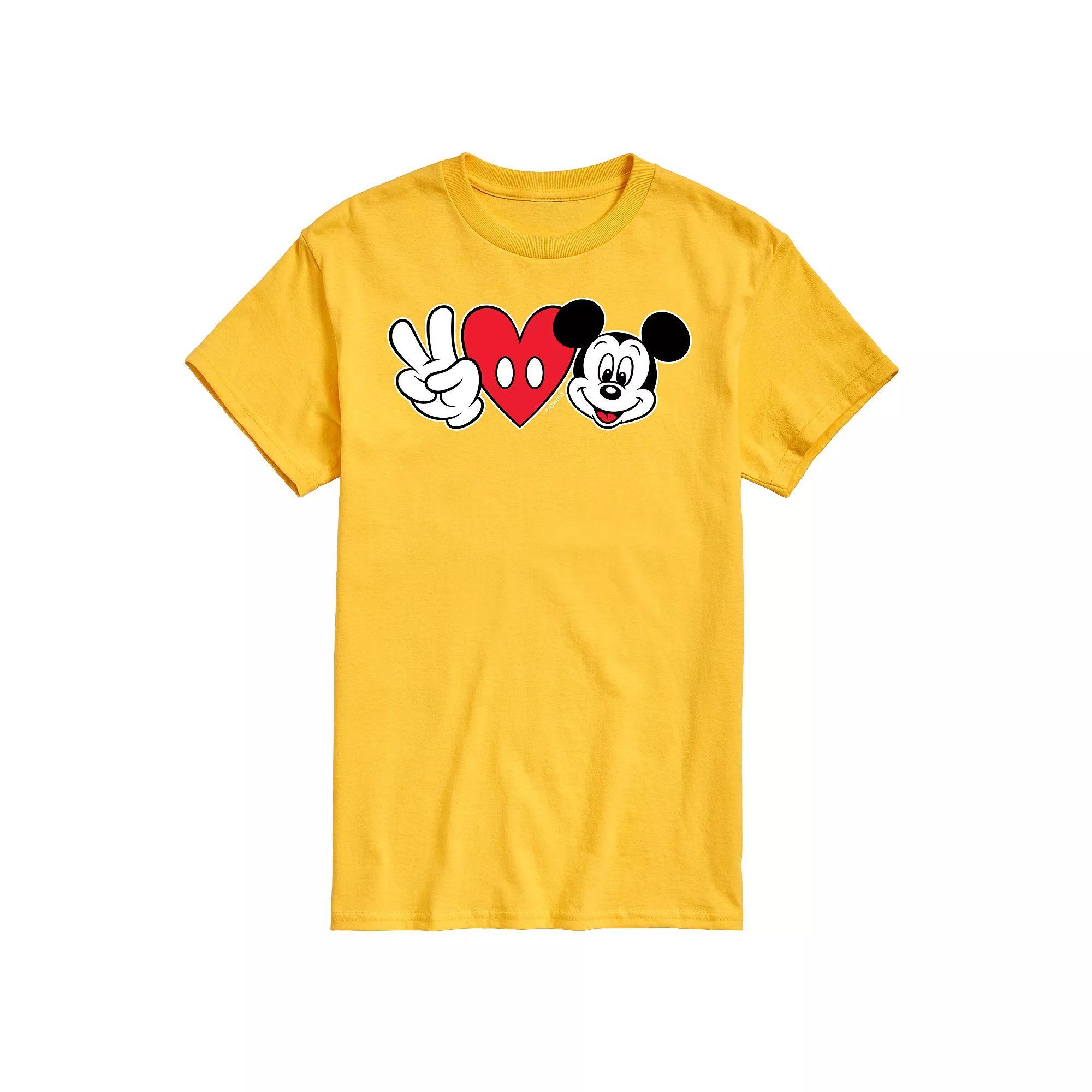 Disneys Mickey Mouse Mens Peace Love Mickey Graphic Tee Product Image