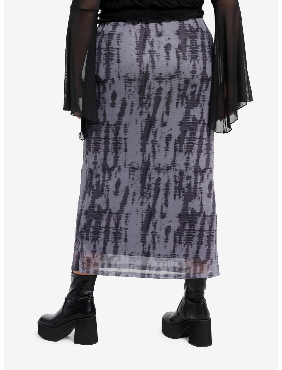 Dark Grey Wash Mesh Midi Skirt Plus Size Product Image