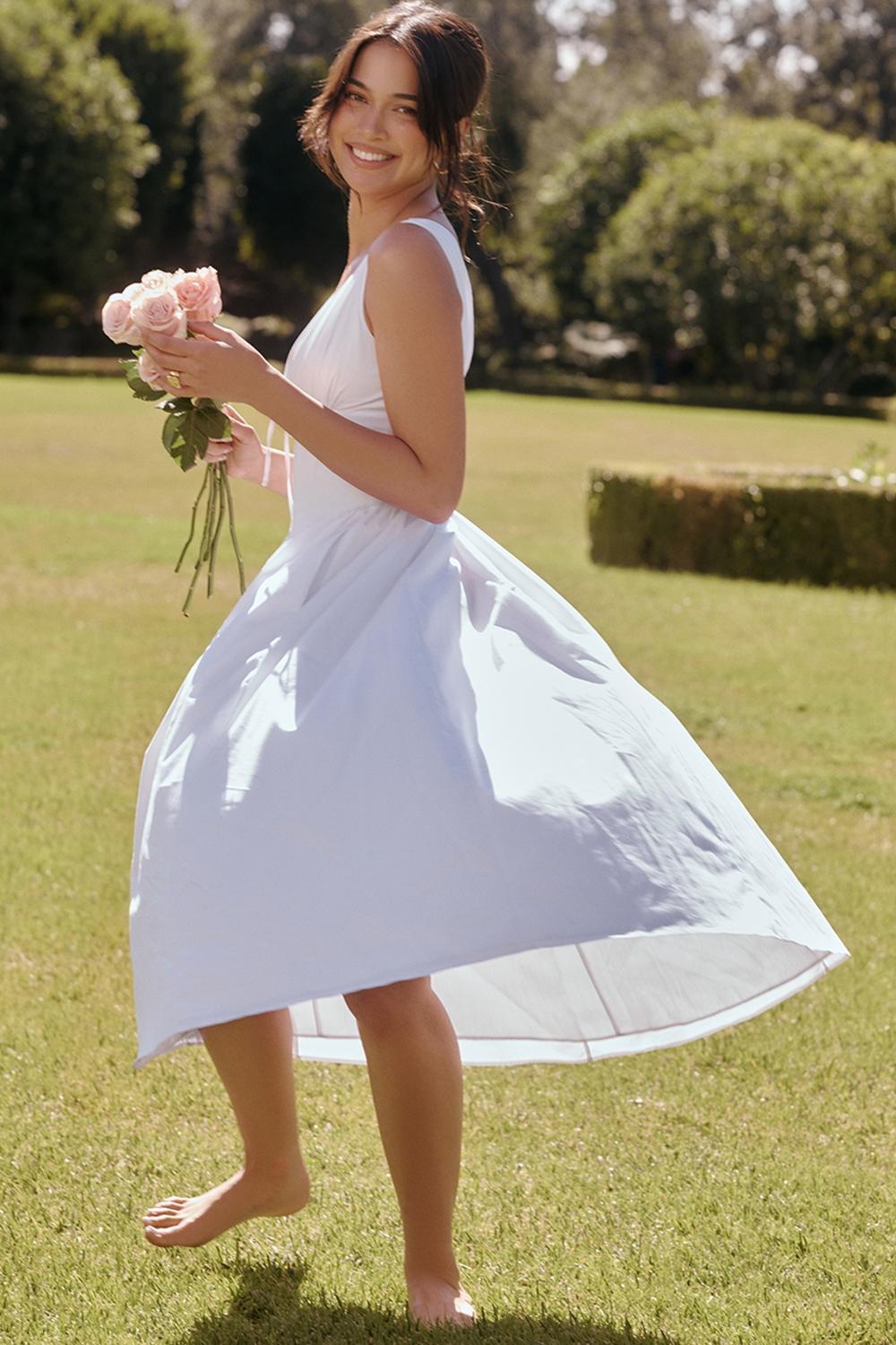 Emmelina White Cotton Corset Sundress Product Image