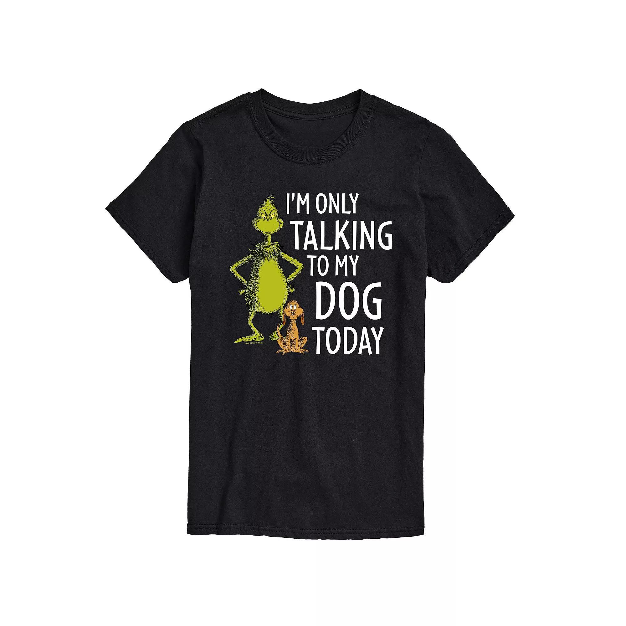 Men's Dr. Seuss Grinch Talking To My Dog Today Graphic Tee, Size: XS, Black Product Image