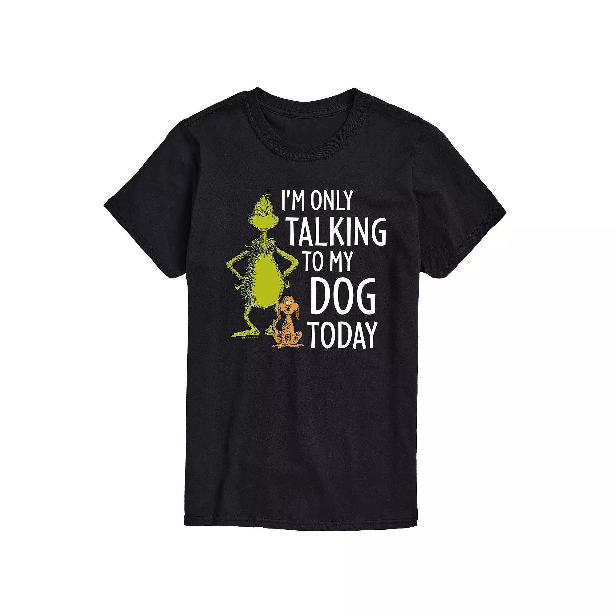 Men's Dr. Seuss Grinch Talking To My Dog Today Graphic Tee, Size: XS, Black Product Image
