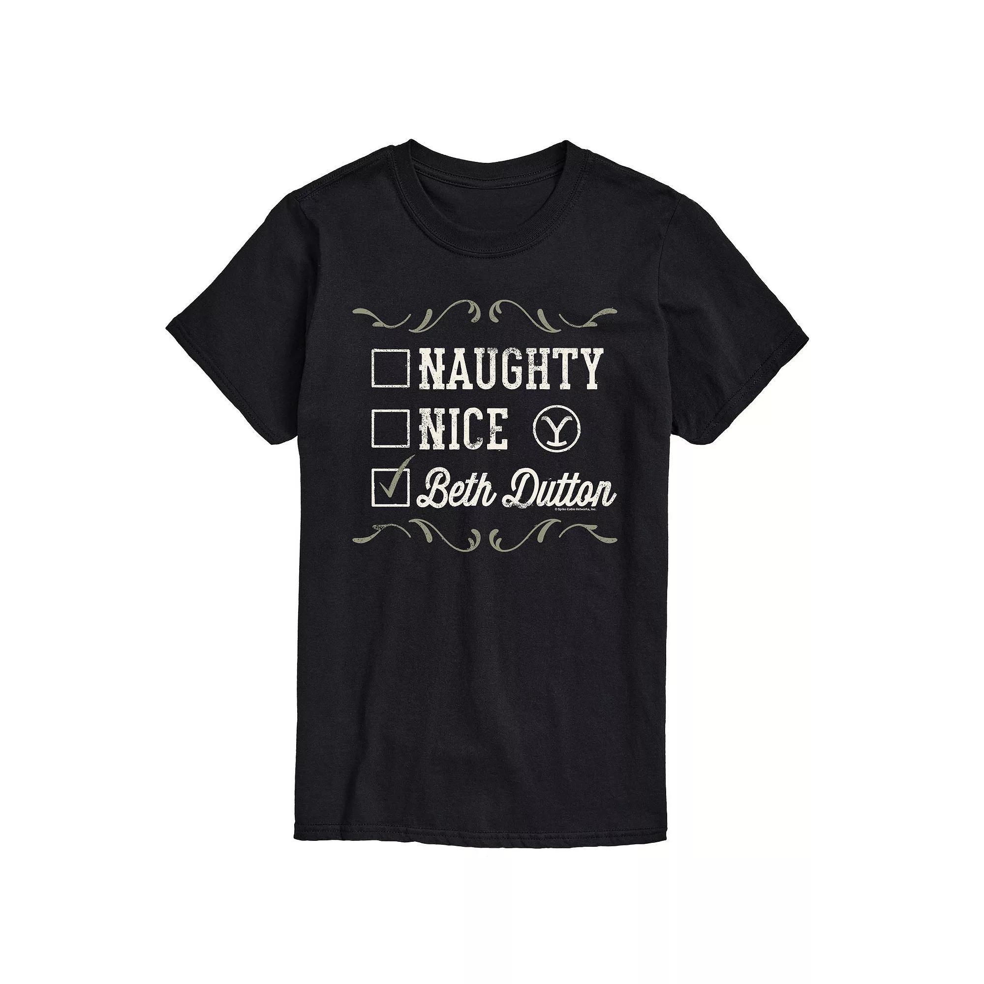 Mens Yellowstone Naughty Nice Beth Dutton Tee Product Image