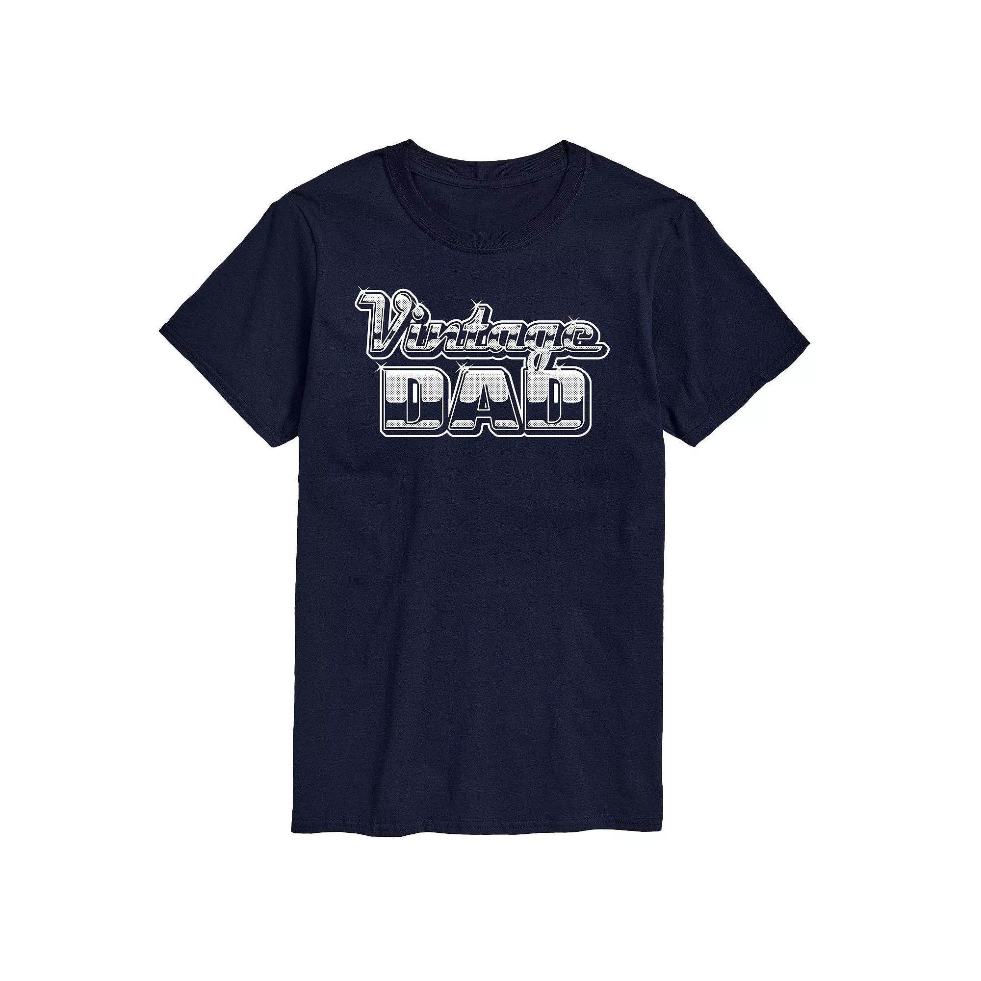 Big & Tall "Vintage Dad" Chrome Letters Graphic Tee, Men's, Size: 4XB, Black Product Image