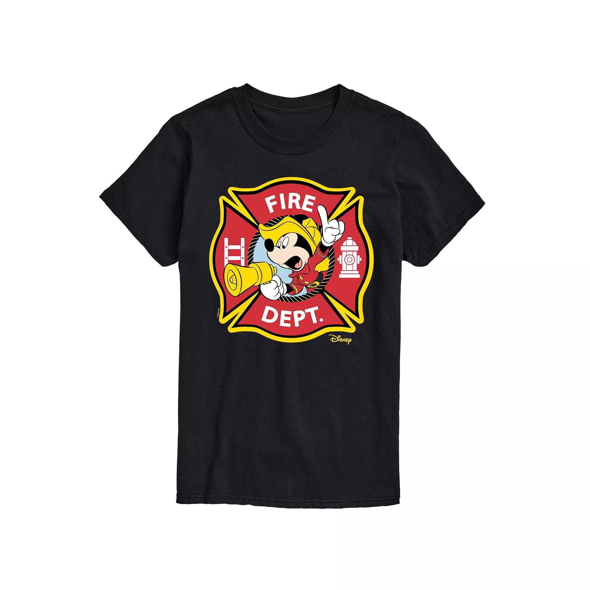 Disneys Mickey Mouse Mens Fire Dept. Badge Graphic Tee Product Image