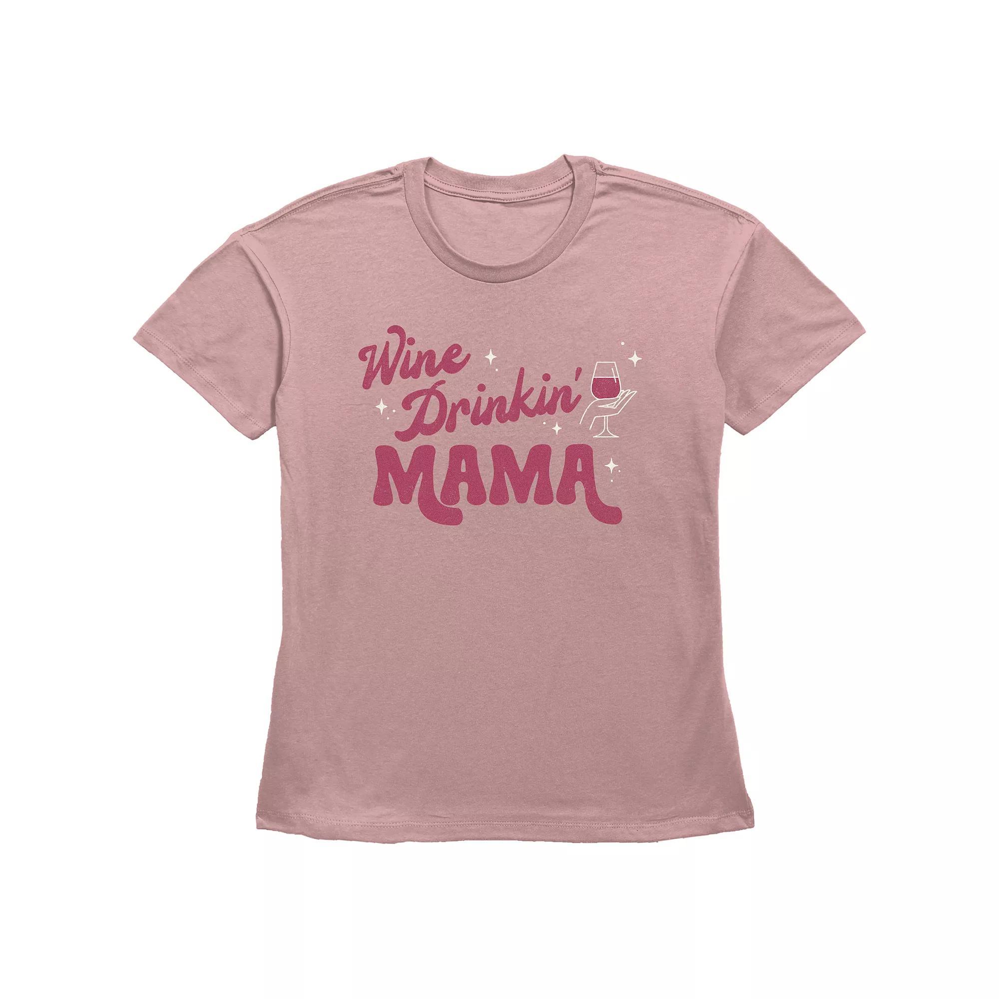 Women's Fifth Sun "Wine Drinkin' Mama" Vintage Text Graphic Tee, Size: Medium, Desert Pink Product Image