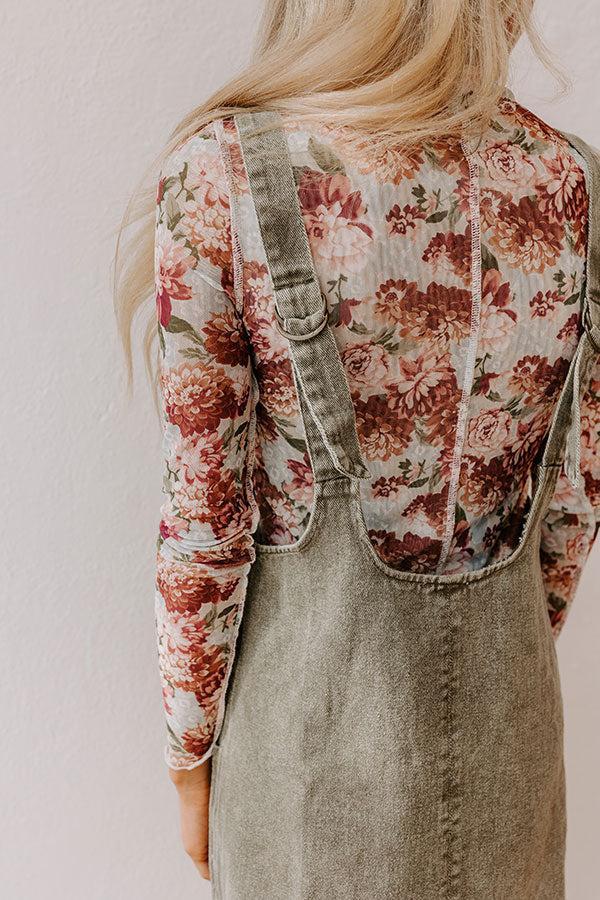 Composed Charm Denim Mini Dress in Olive Product Image
