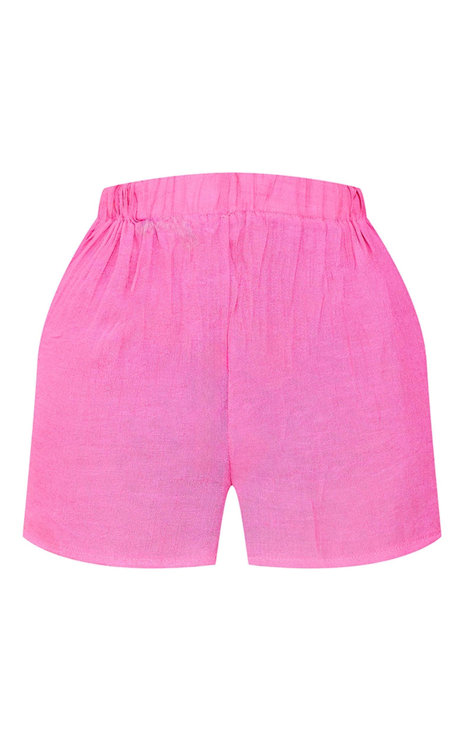 Pink Textured Lightweight Beach Shorts Product Image