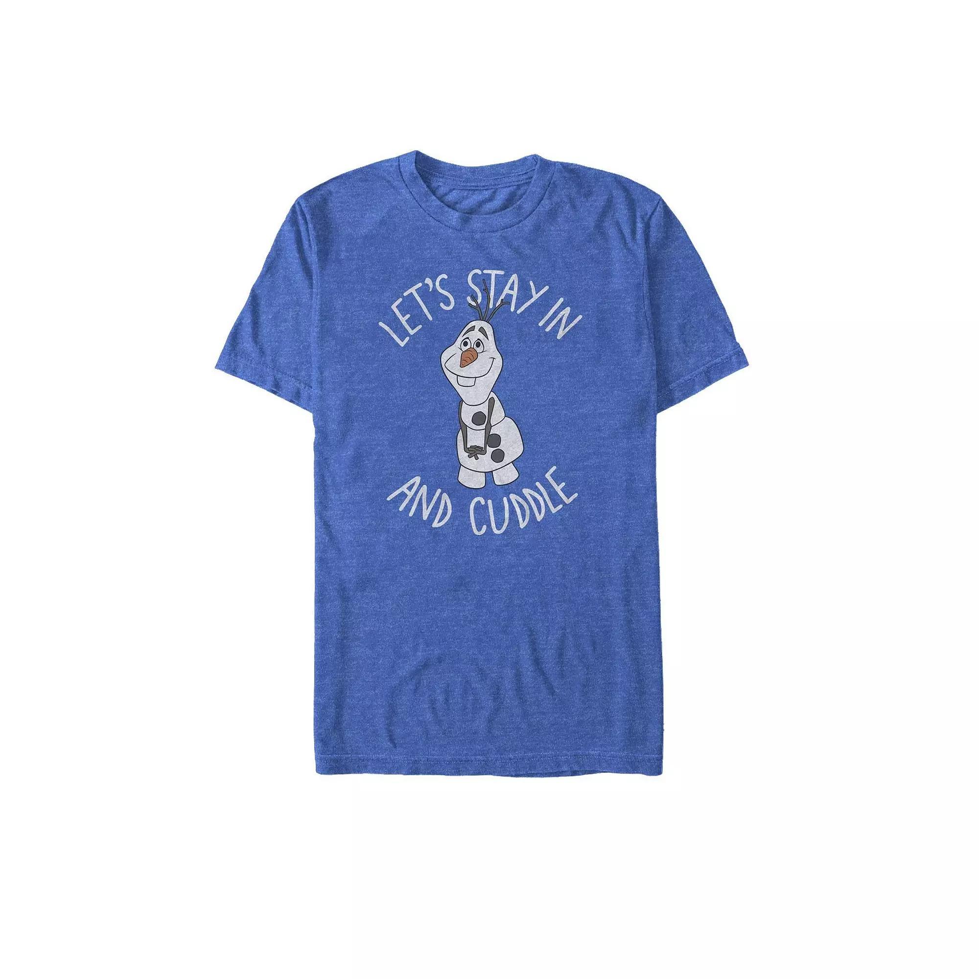 Men's Frozen Olaf Let's Stay In And Cuddle Tee, Size: Medium, Royal Grey Product Image