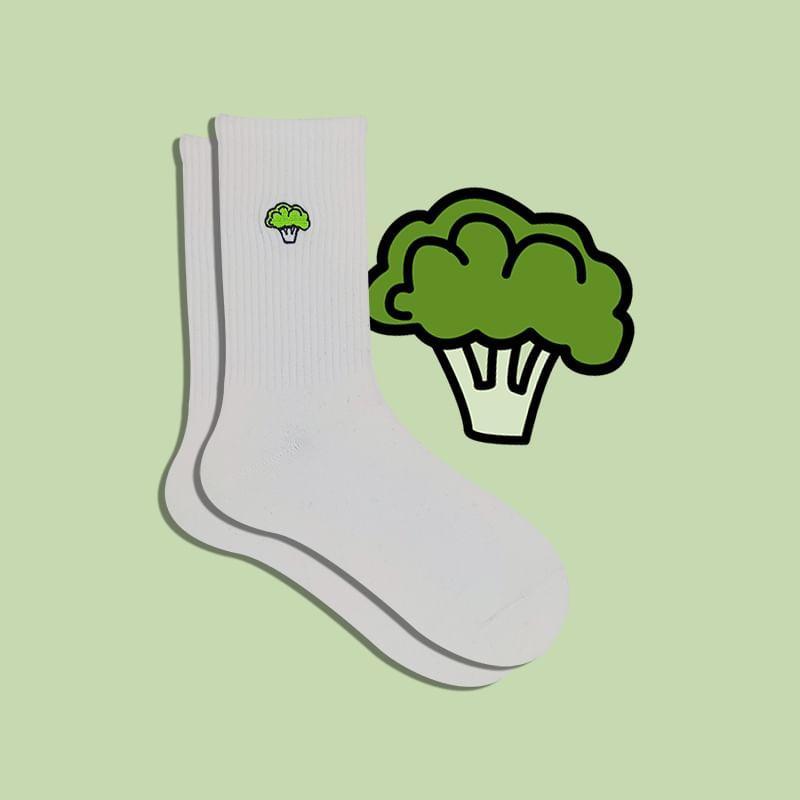 Broccoli Embroidered Socks Product Image