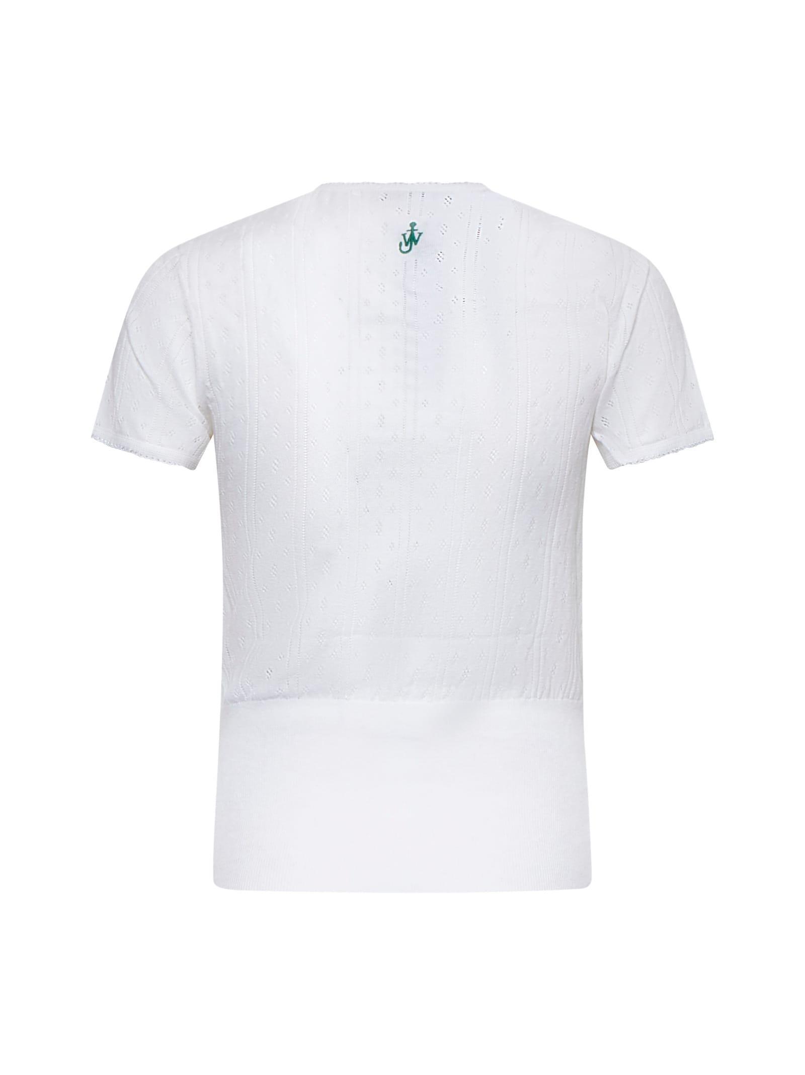 JW ANDERSON Cotton Pointelle-knit T-shirt In White Product Image