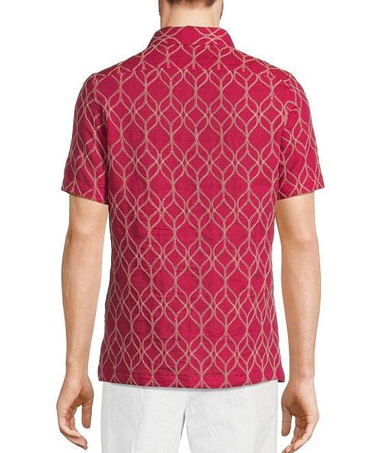 Murano Baird McNutt Linen Embroidered Short Sleeve Convertible Camp Collar Woven Shirt Product Image