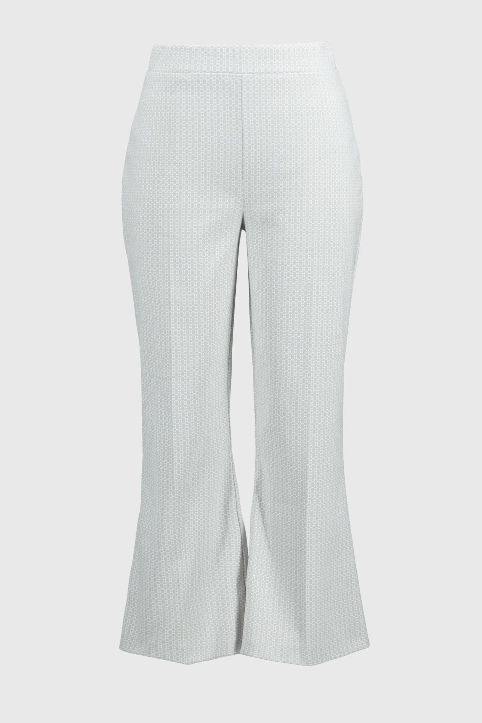 Geometric Jacquard Flared Pull-on Pants- Grey/White Product Image