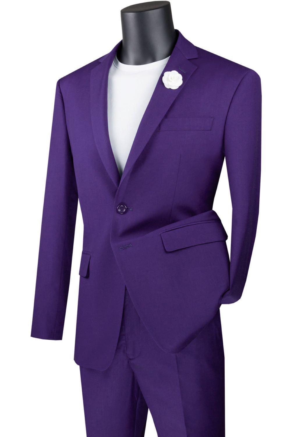 Slim Fit Men's Suit 2 Piece 2 Button in Purple Product Image