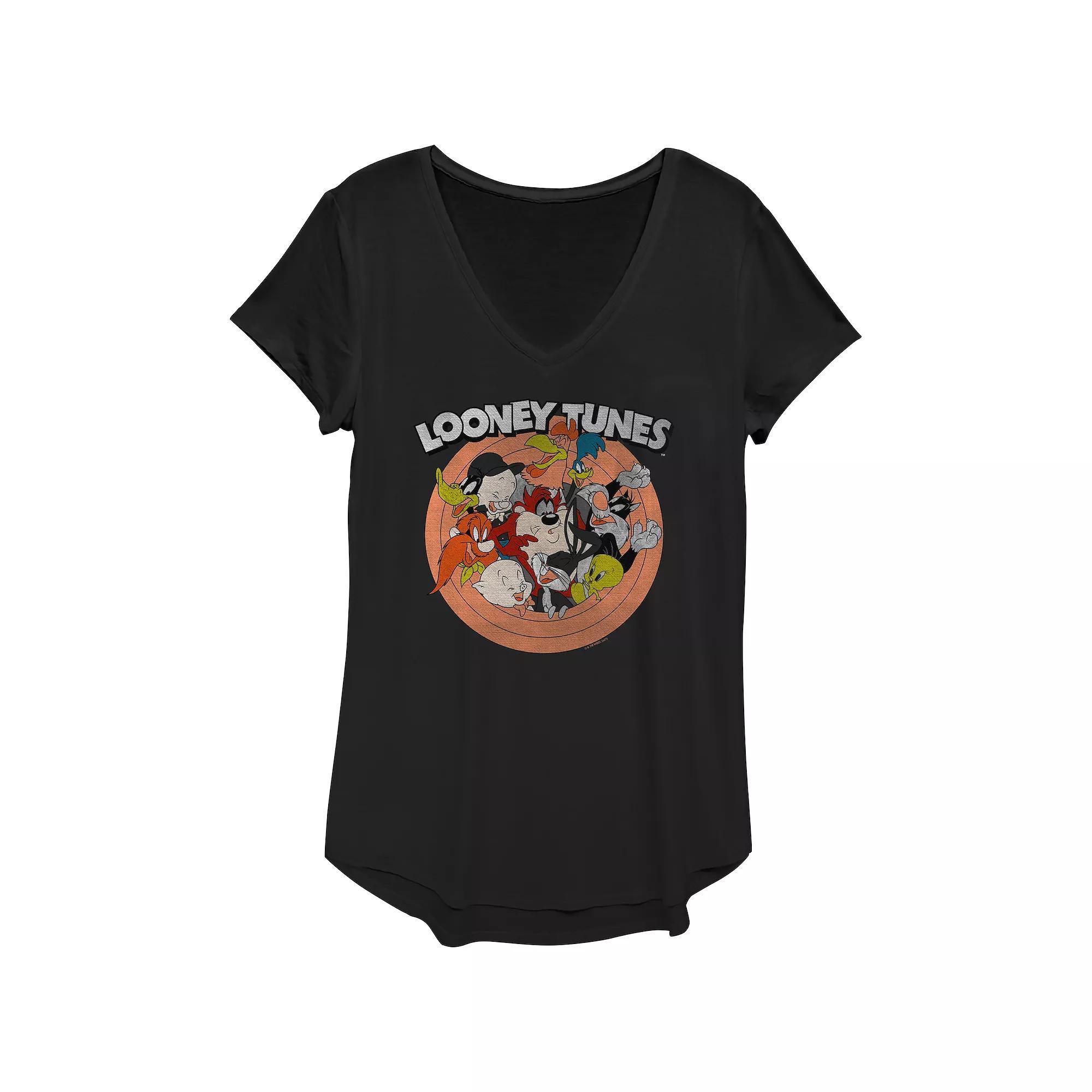 Women's Looney Tunes Group Color Rings Graphic Tee, Girl's, Size: XS, Black Product Image
