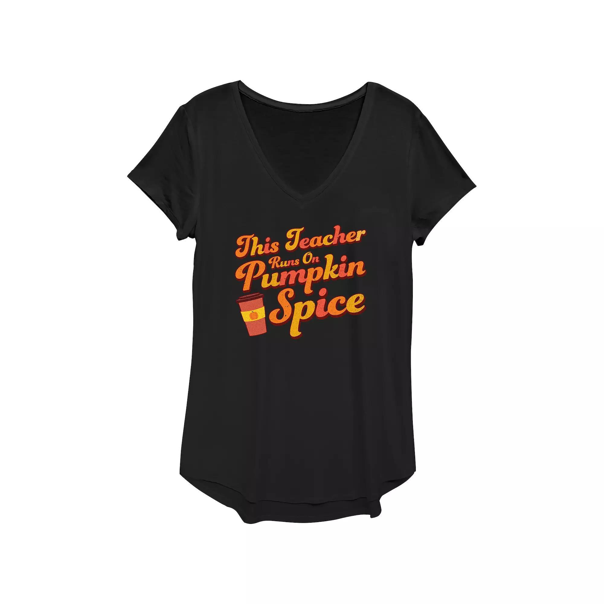 Women's This Teacher Runs On Pumpkin Spice Graphic Tee, Size: XS, Black Product Image