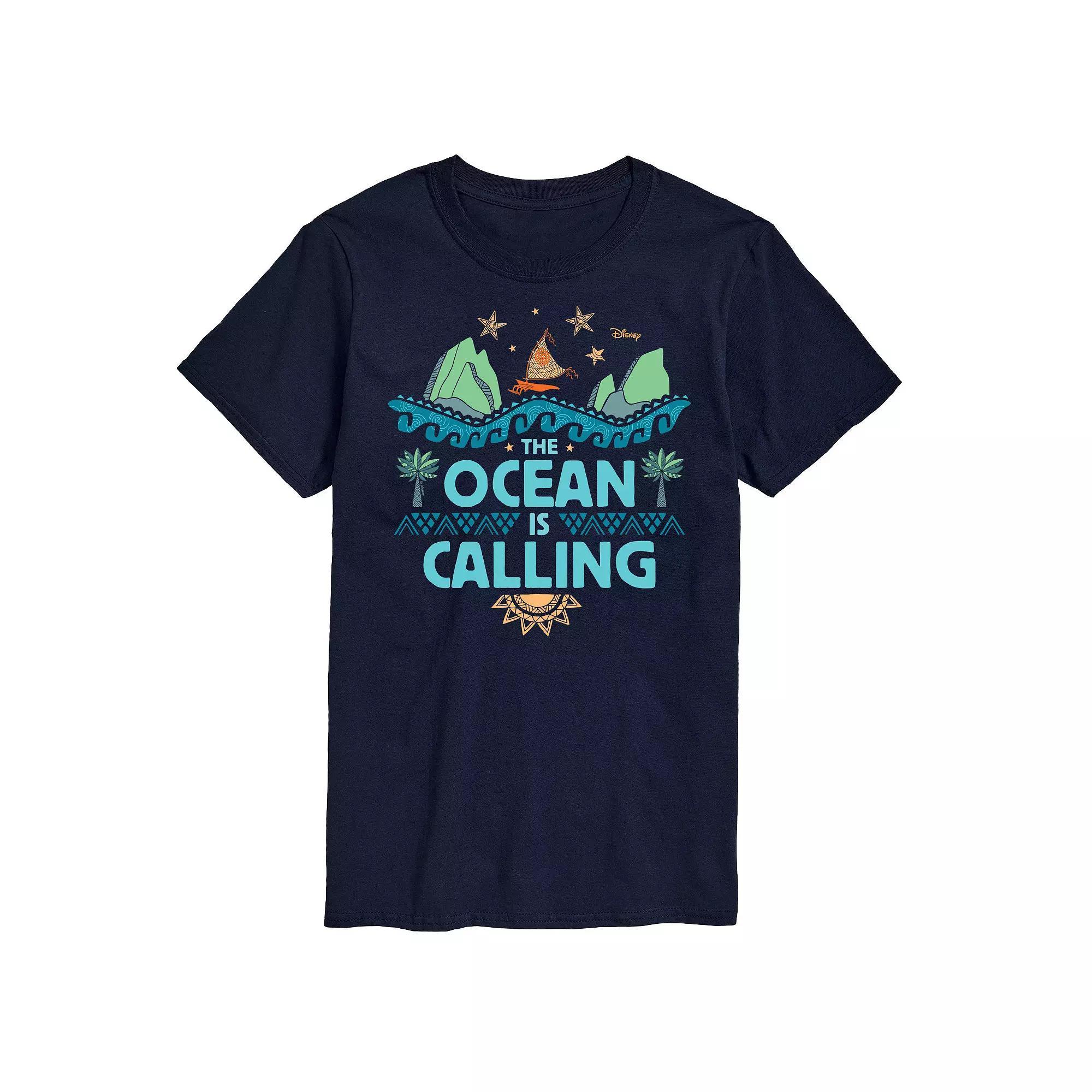 Disney's Moana Men's The Ocean Is Calling Graphic Tee, Size: Medium, Blue Product Image