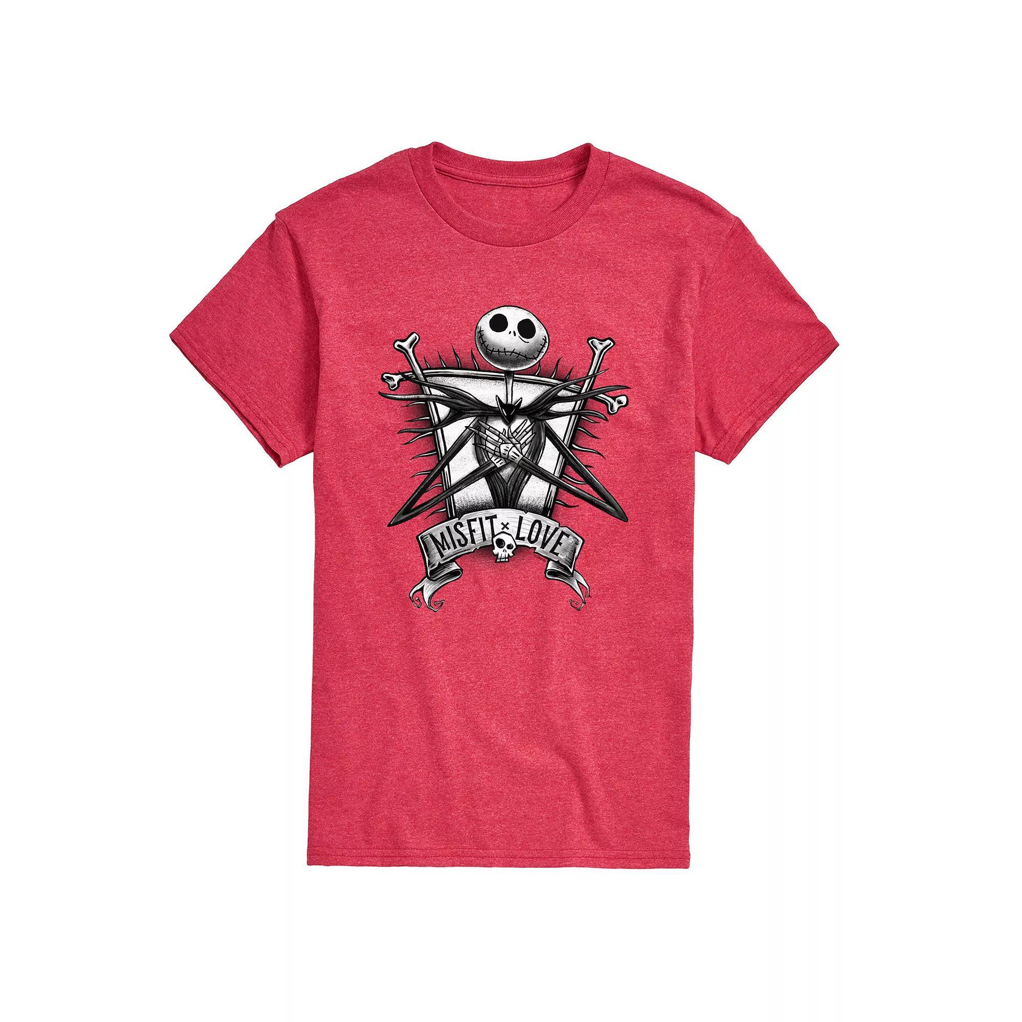Disneys Nightmare Before Christmas Jack Mens Graphic Tee Grey Red Product Image