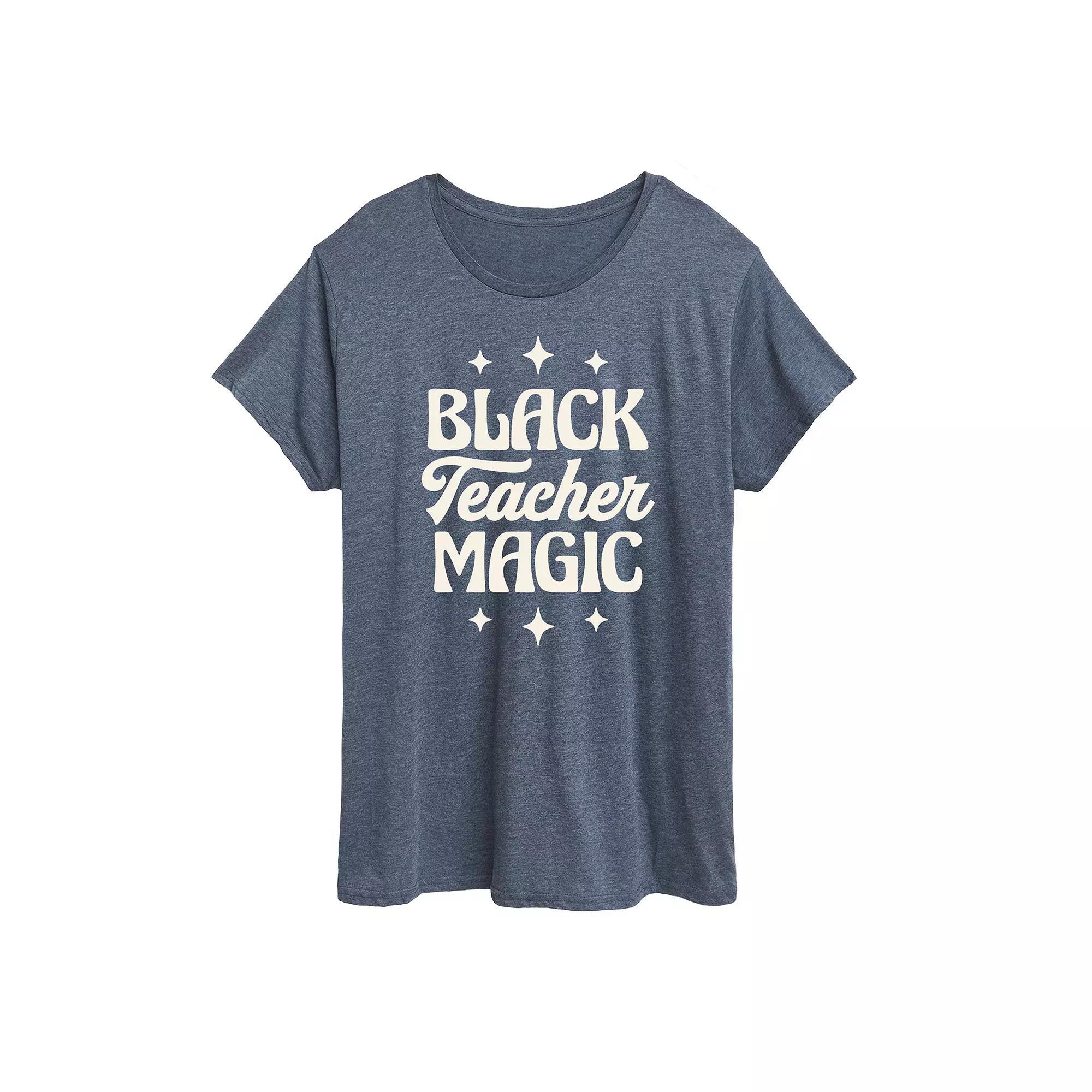 Plus Black Teacher Magic Graphic Tee, Womens Grey Green Product Image