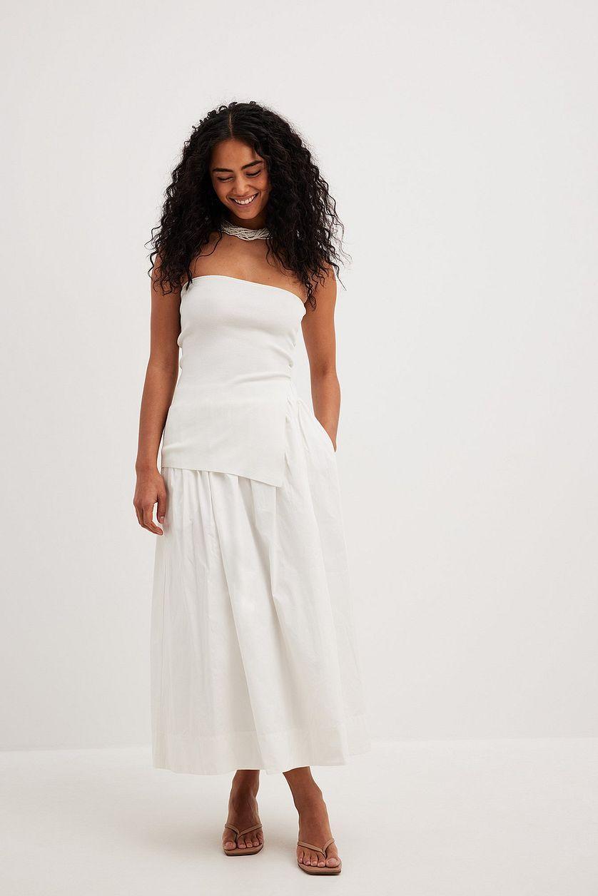 Elastic Waist Cotton Midi Skirt Product Image