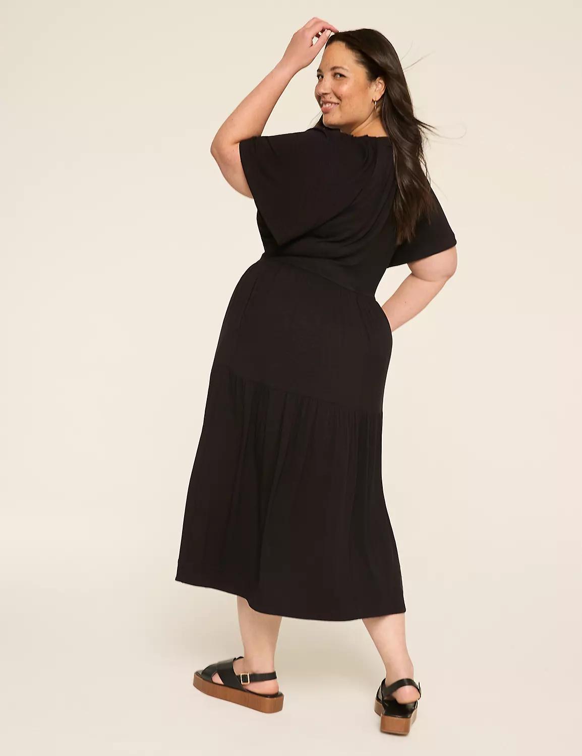 Flutter-Sleeve V-Neck Midi Dress Product Image