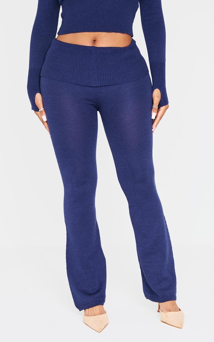Shape Navy Knitted Flare Pants Product Image