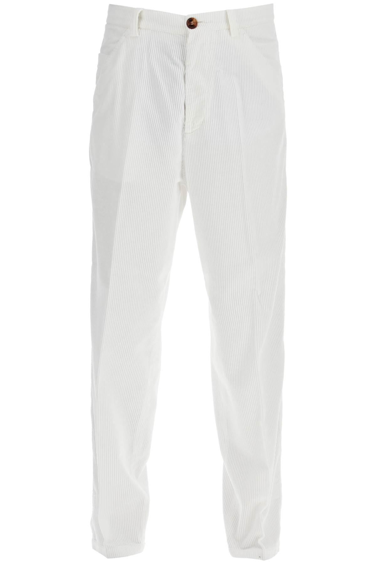 BRUNELLO CUCINELLI Corduroy Leisure Fit Pants In White Product Image