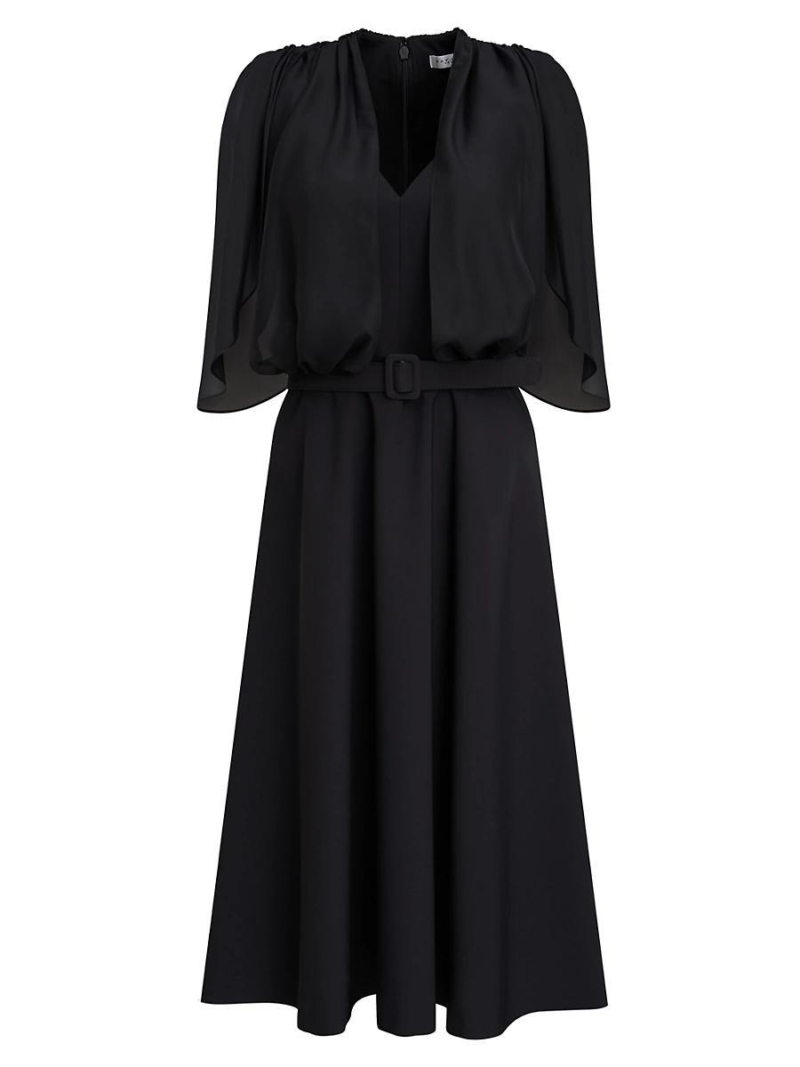 Womens Deanna Crepe-Chiffon V-Neck Midi-Dress Size 0 Product Image