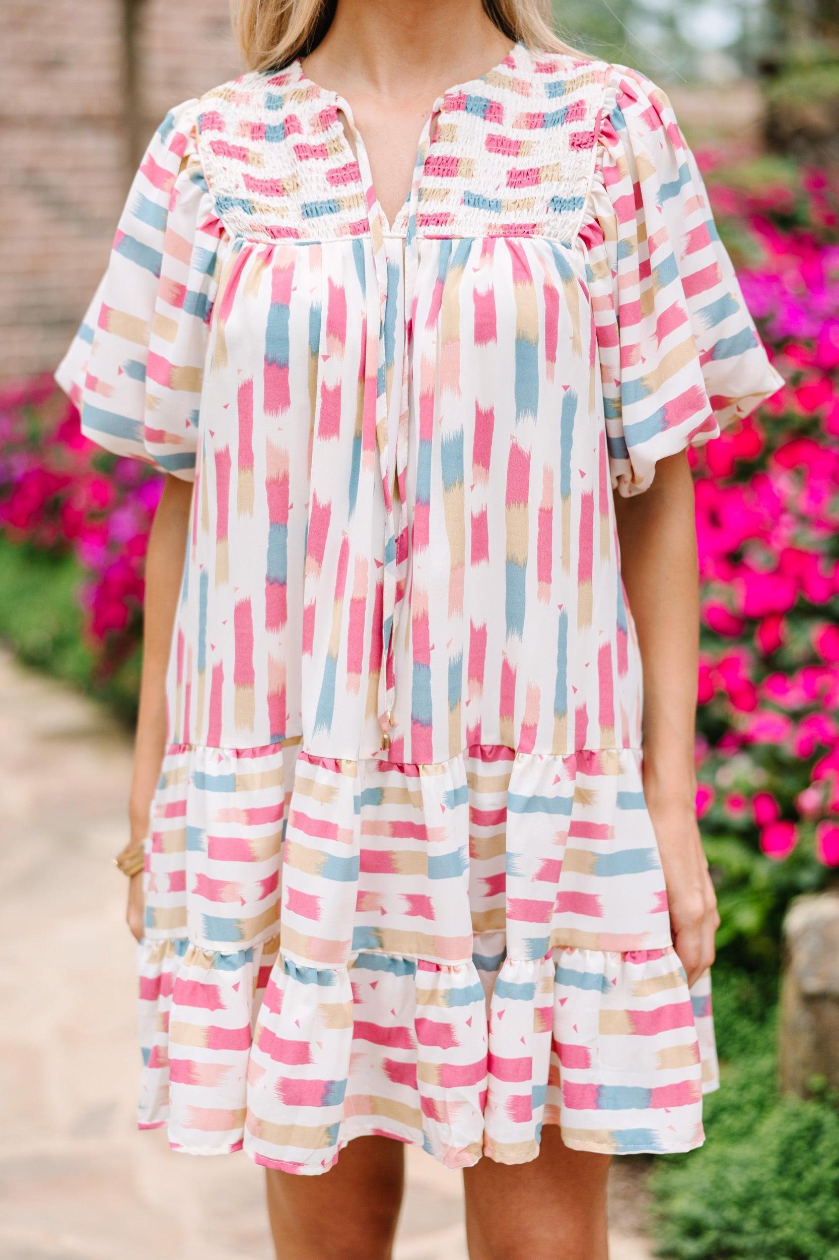Know It All Cream White Abstract Dress Female Product Image