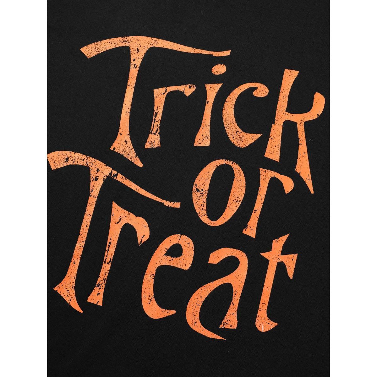 Plus Size Trick Or Treat Slogan Printed Sweatshirt Women Black Casual Non Round Neck Everyday Sweatshirts BloomChic 28/5X Product Image