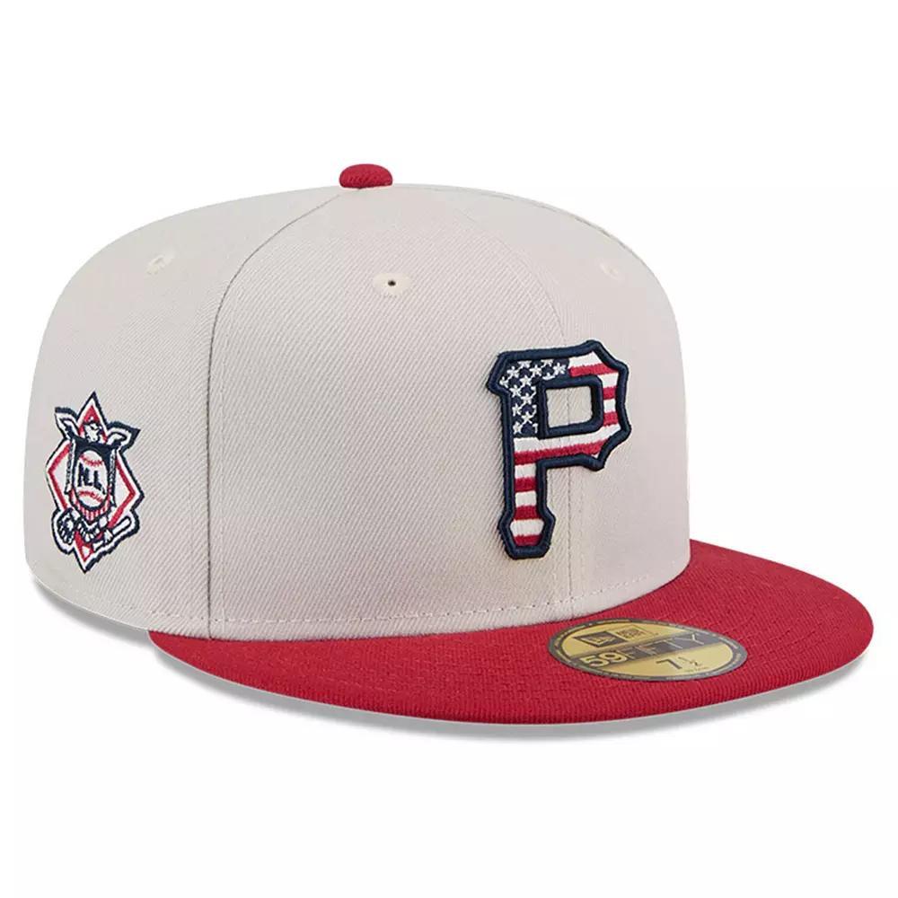 Men's New Era  Khaki/Red Pittsburgh Pirates 2024 Fourth of July 59FIFTY Fitted Hat, Size: 7, Beig K Product Image