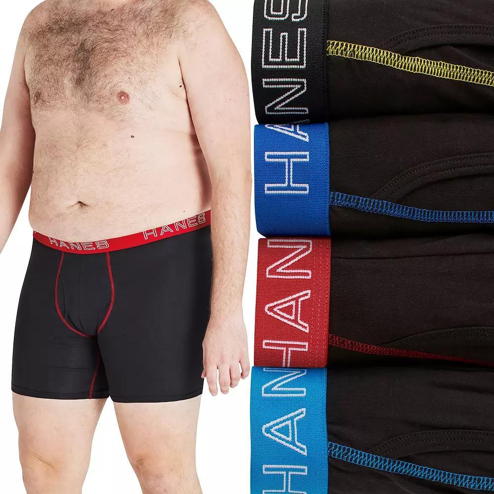 Big & Tall Hanes Ultimate 4-Pack Big Men's Stretch Cotton Boxer Brief Underwear, Size: 4XB, Black Product Image