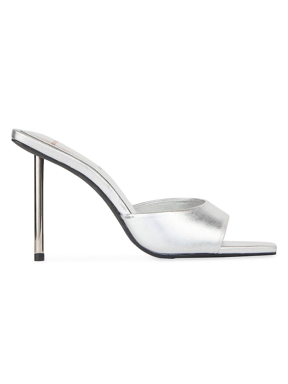 Metallic Leather Stiletto Mule Sandals Product Image