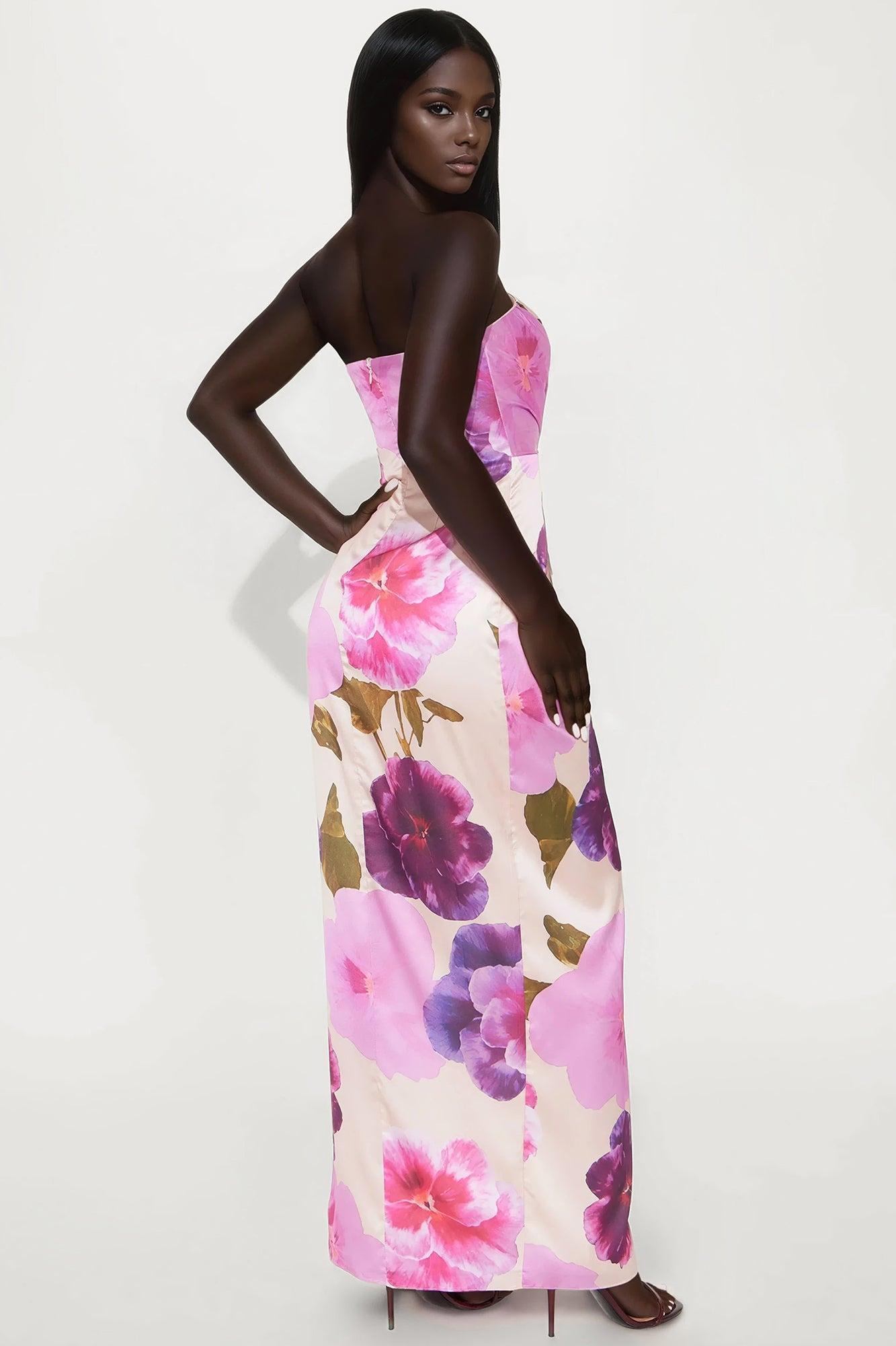 Hopeless Romantic Satin Maxi Dress - Purple/combo Product Image