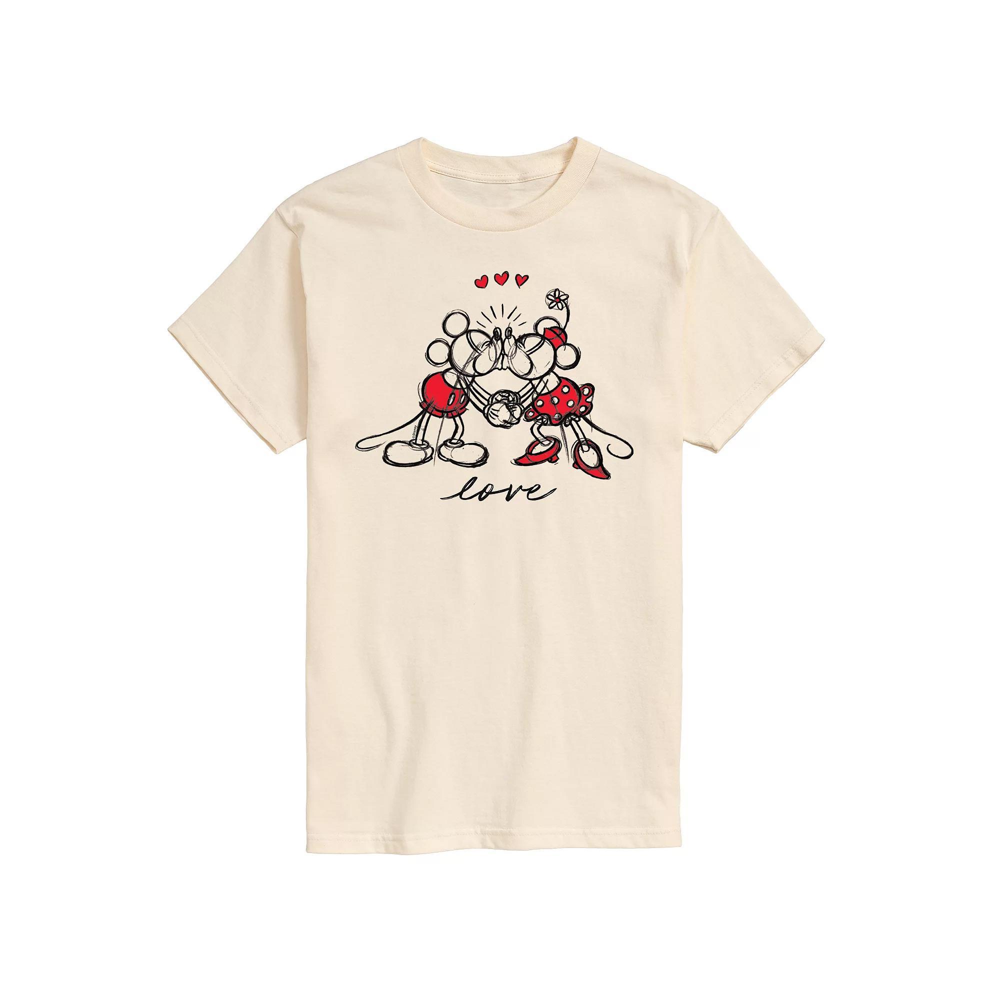 Disney's Men's Mickey Minnie Love Graphic Tee, Size: XL, Beige Product Image