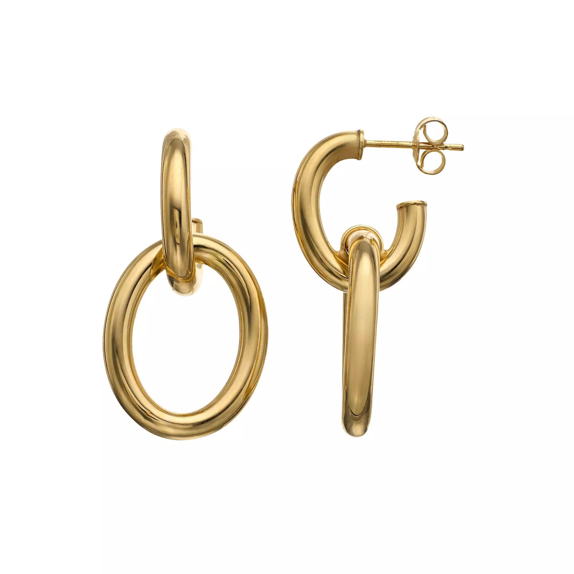 14k Gold Interlocking Oval Drop Earrings, Women's Product Image
