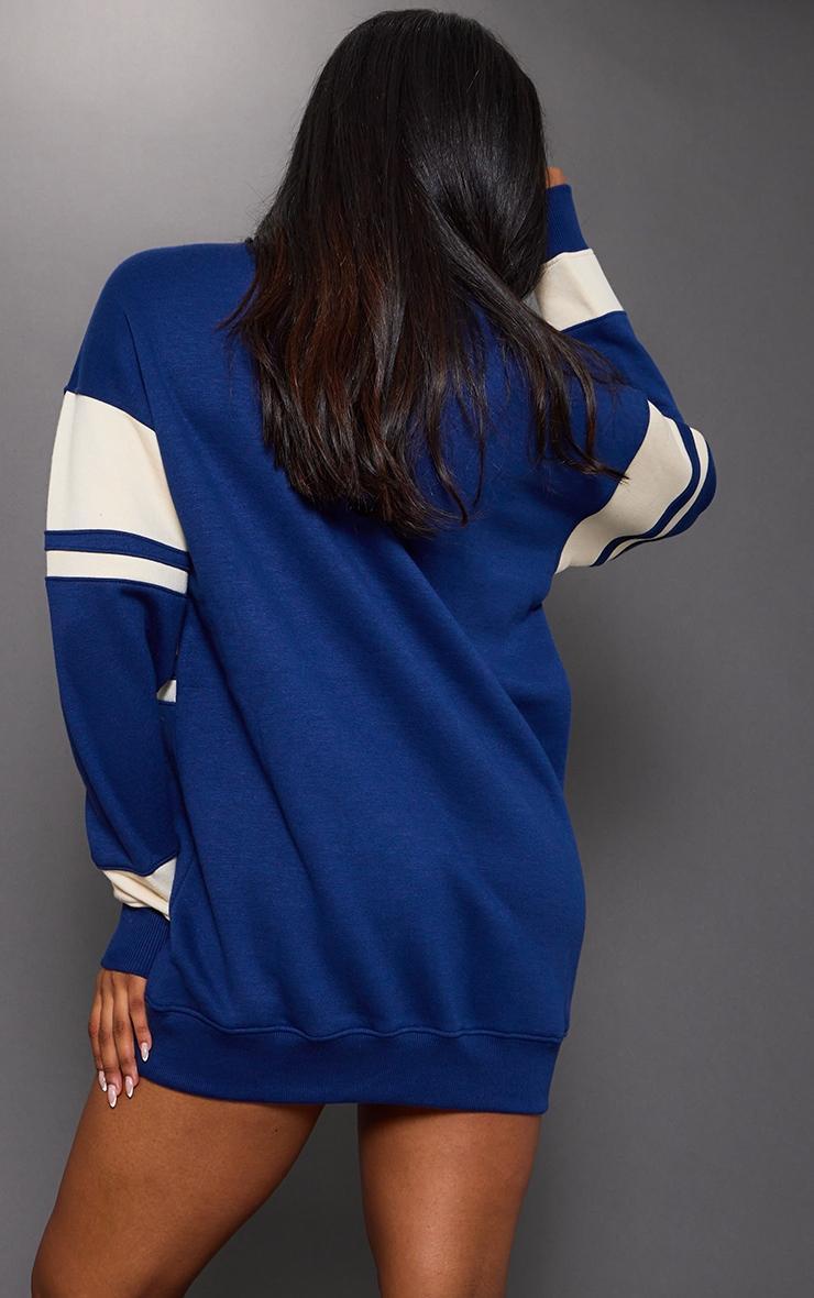 Navy Graphic Contrast Stripe Sweater Dress Product Image