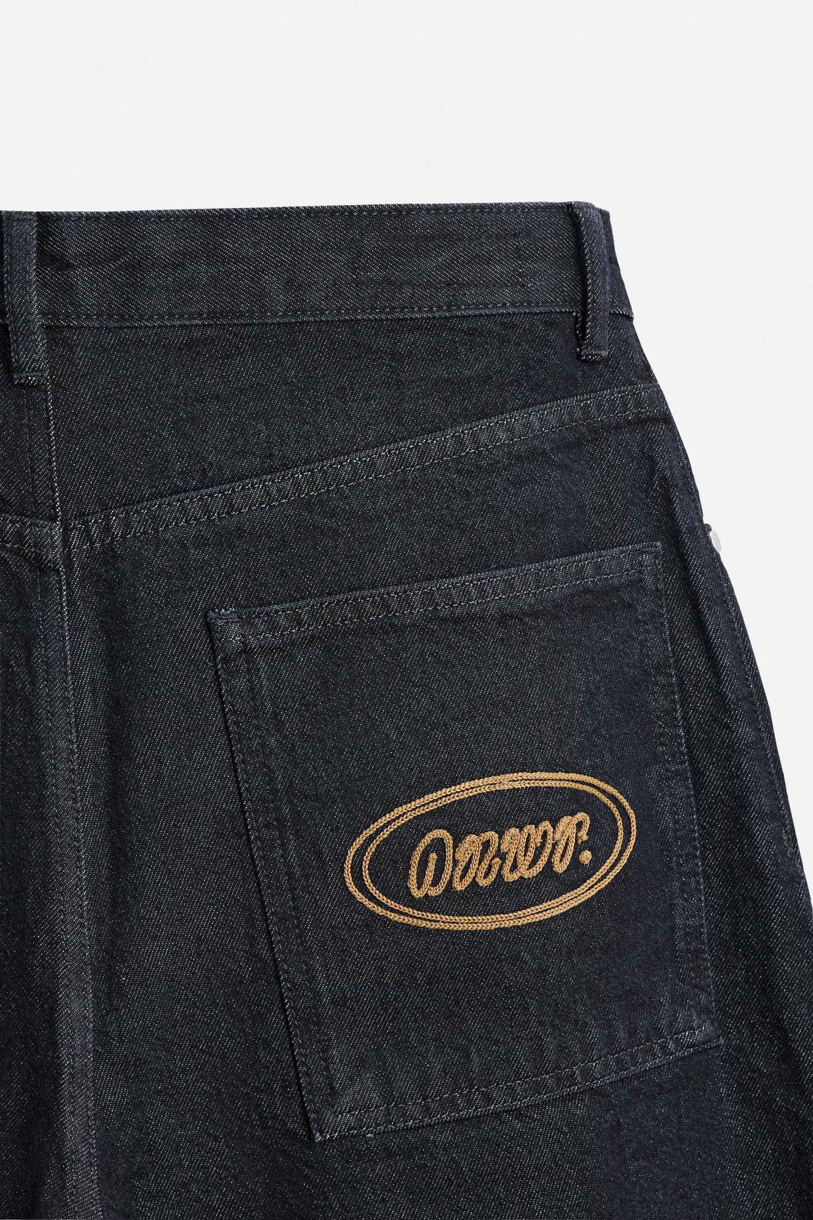RELAXED WIDE LEG EMBROIDERY JEANS Product Image
