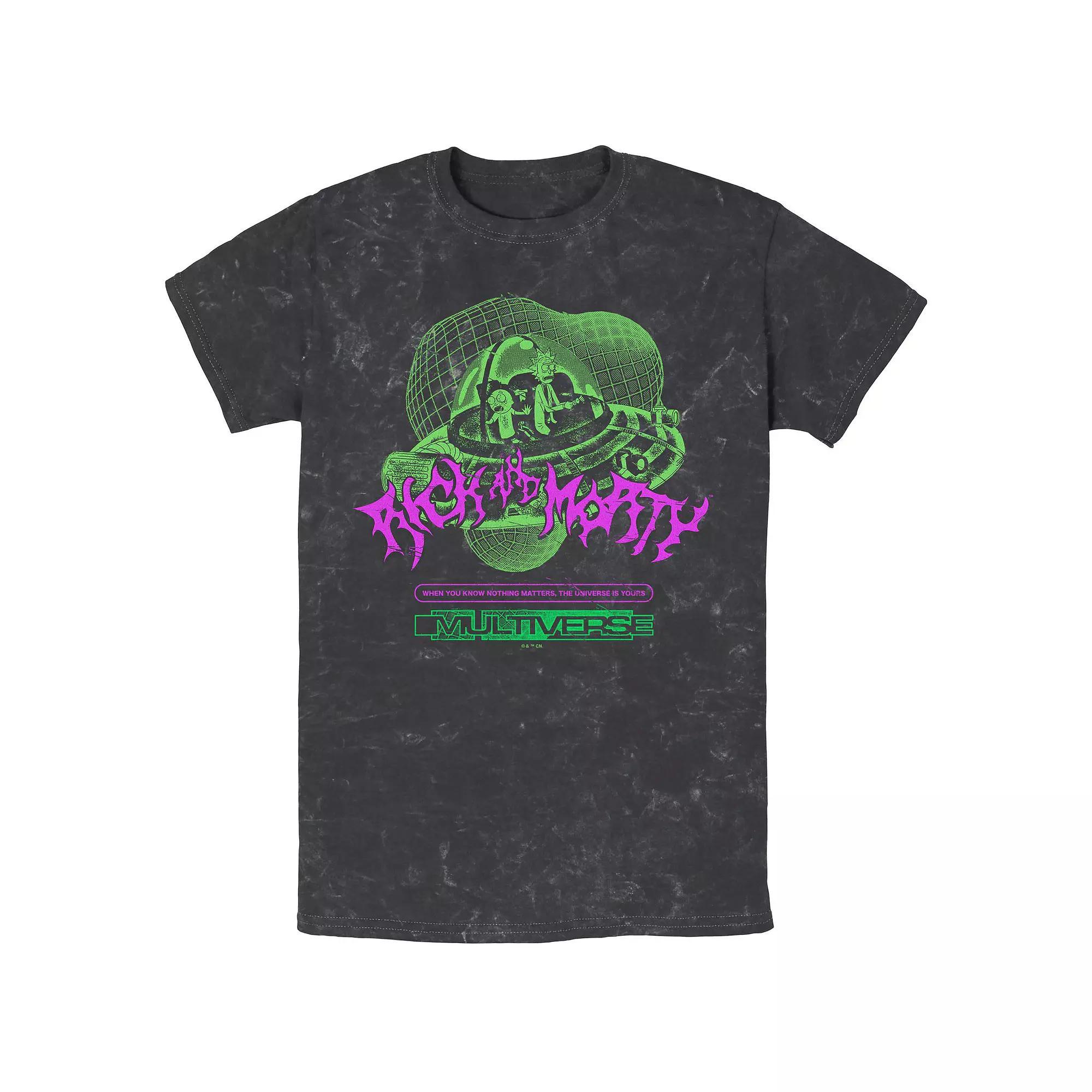 Men's Rick And Morty Multiverse Mineral Wash Graphic Tee, Size: Medium, Black Product Image
