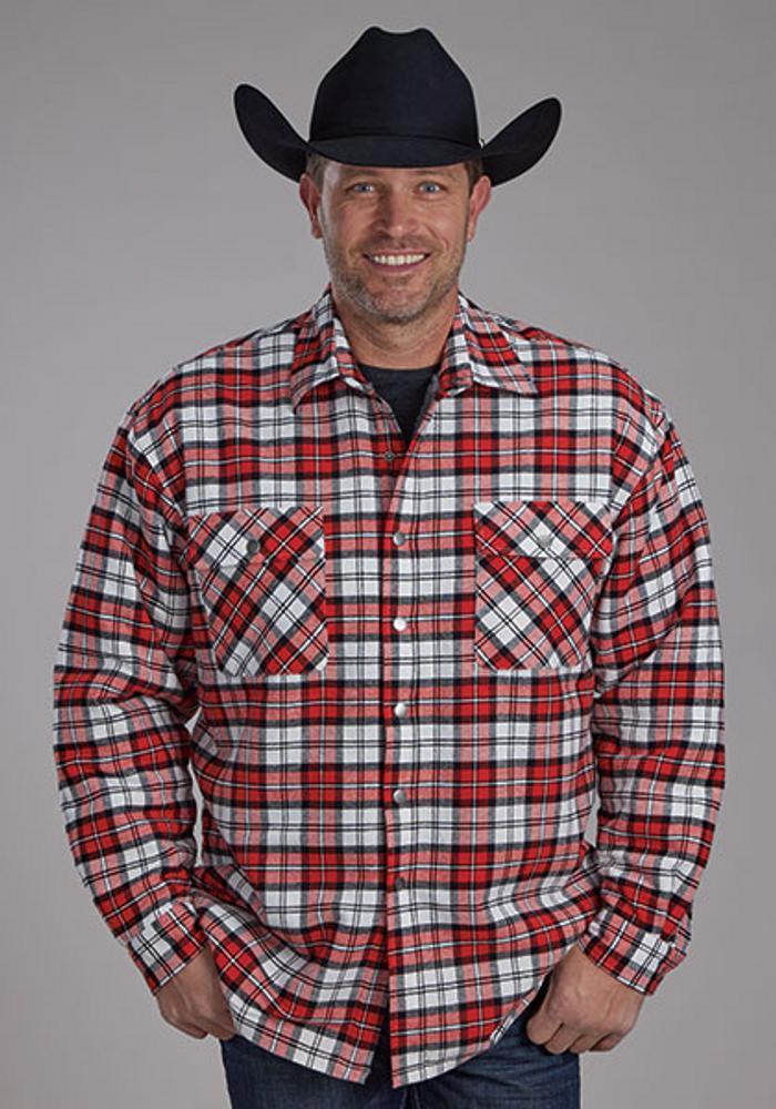 Roper® Men's Flannel Plaid Snap Shirt Jacket with Sherpa Lining Product Image