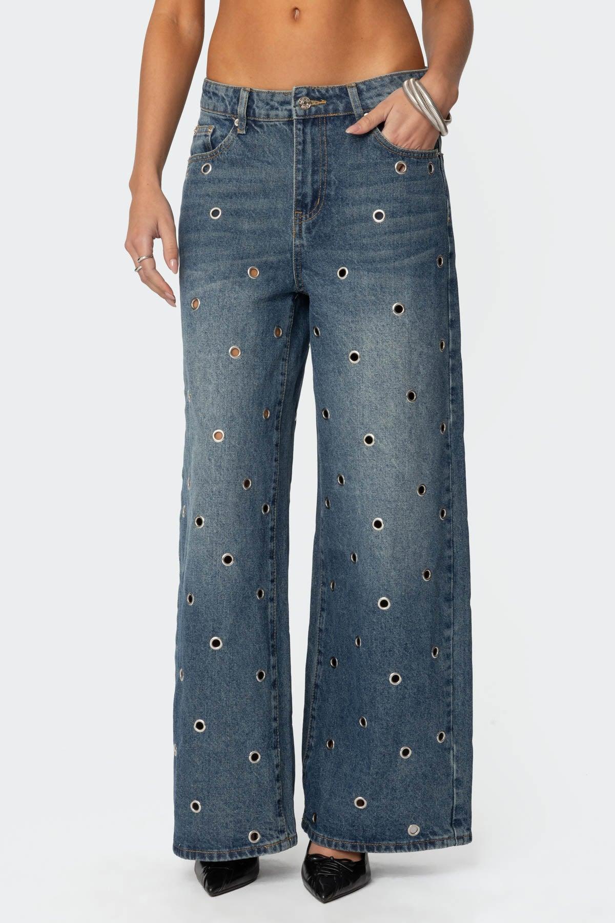 Jainie Grommet Low Rise Jeans Product Image