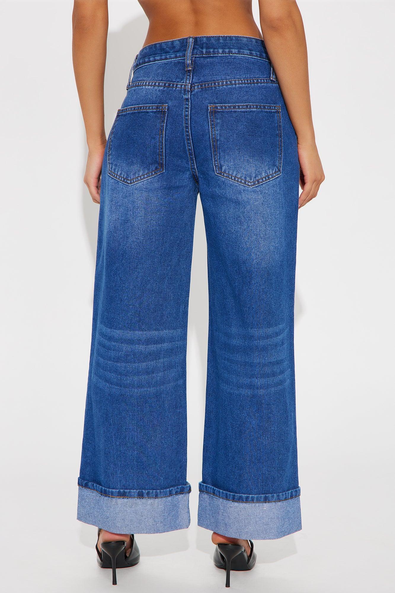 Payge Cuffed Wide Leg Jeans - Dark Wash Product Image
