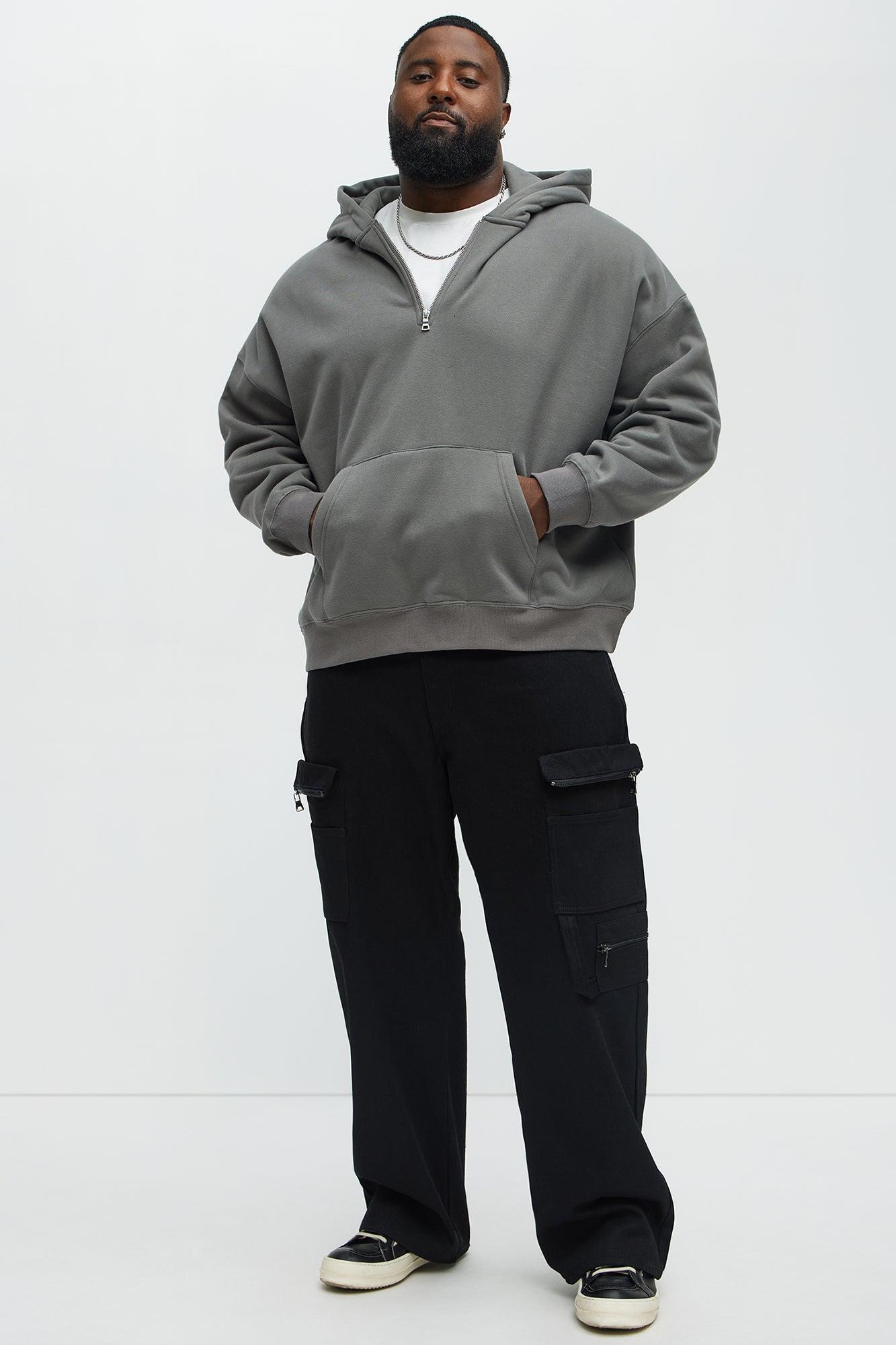 Tyson Oversized Heavyweight Quarter Zip Hoodie - Charcoal Product Image