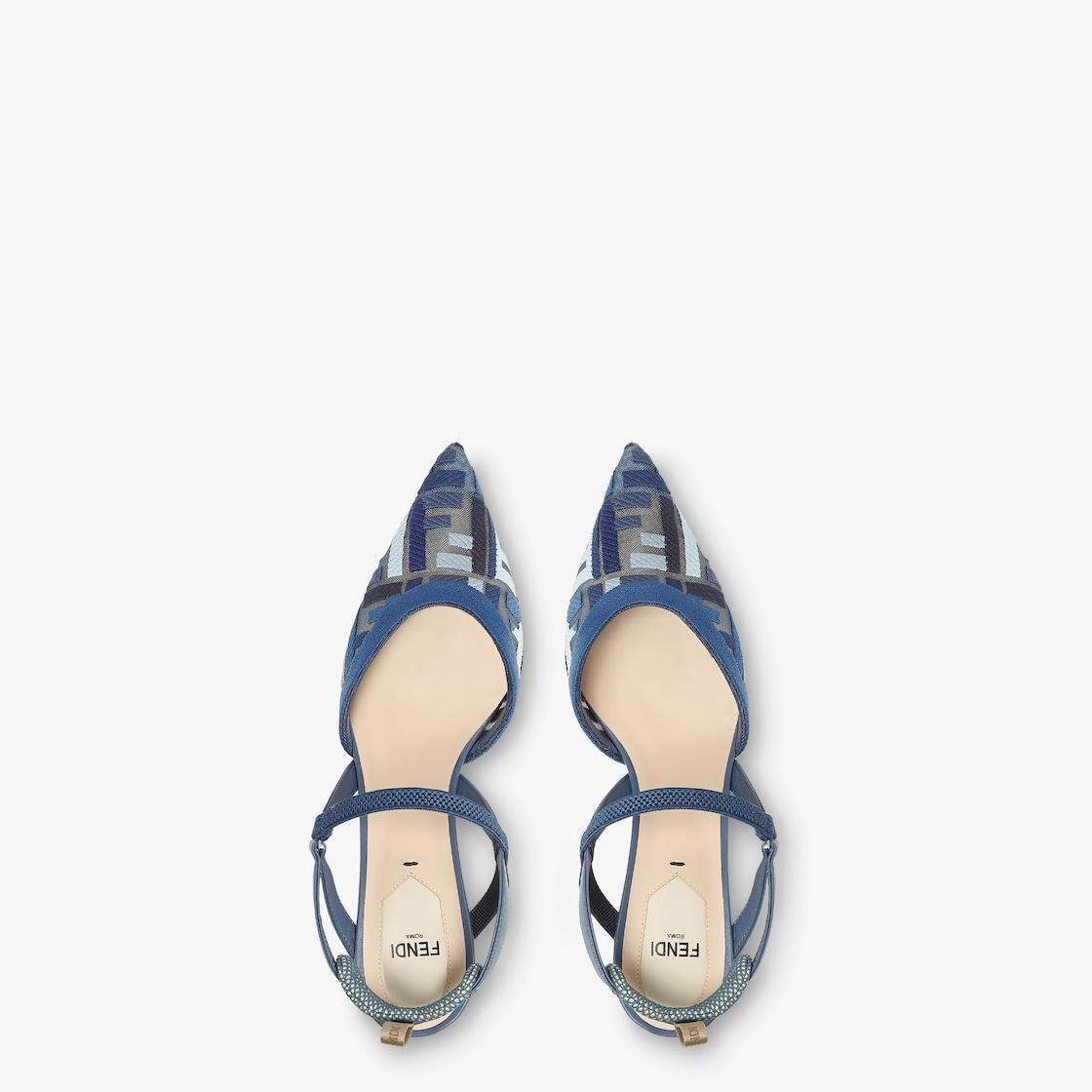 Colibrì LiteBlue mesh medium-heeled slingbacks with FF embroidery Product Image