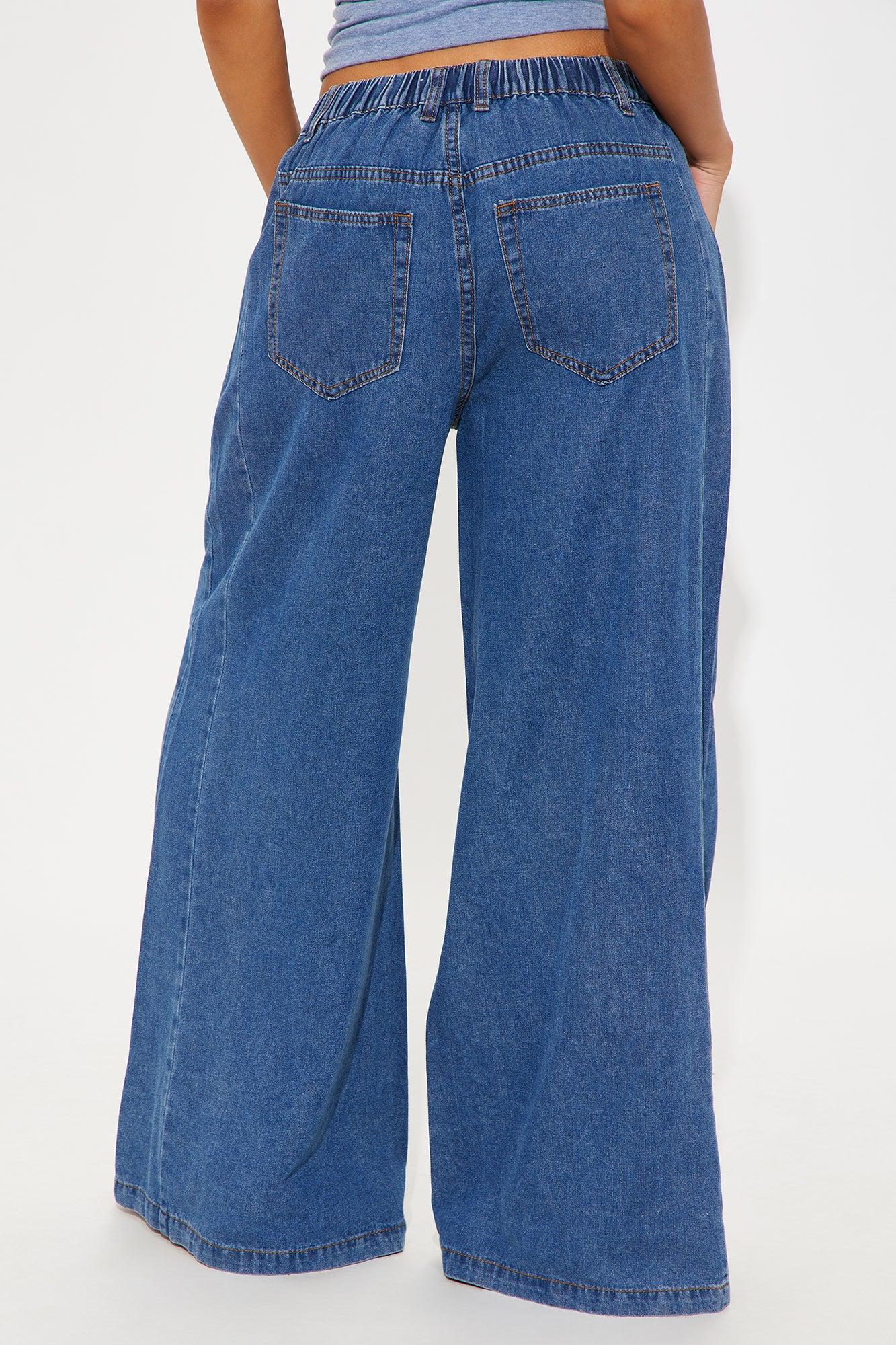 Paulette Non Stretch Snap Wide Leg Jeans - Dark Wash Product Image