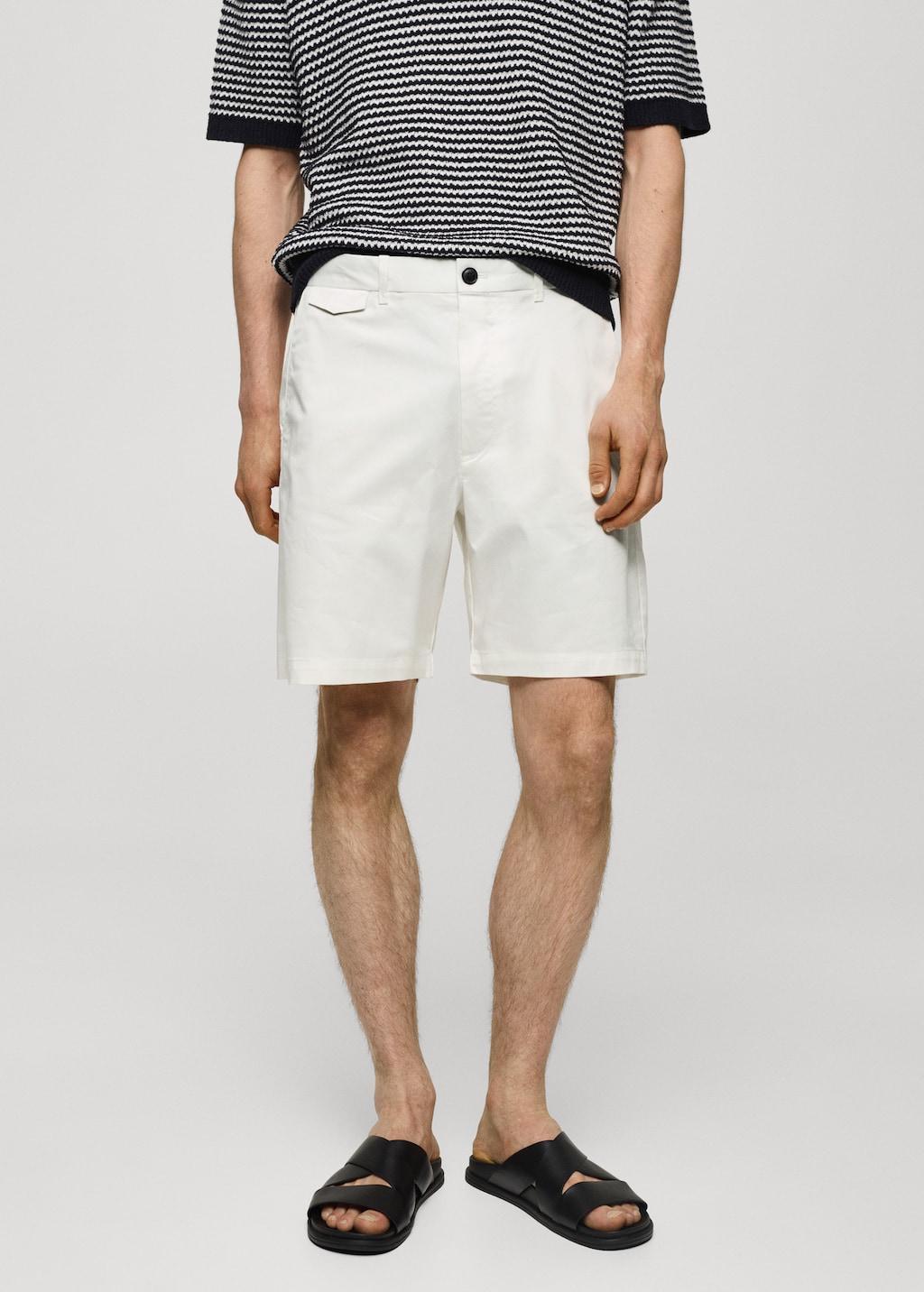 Slim fit cotton Bermuda shorts - Men | MANGO USA Product Image