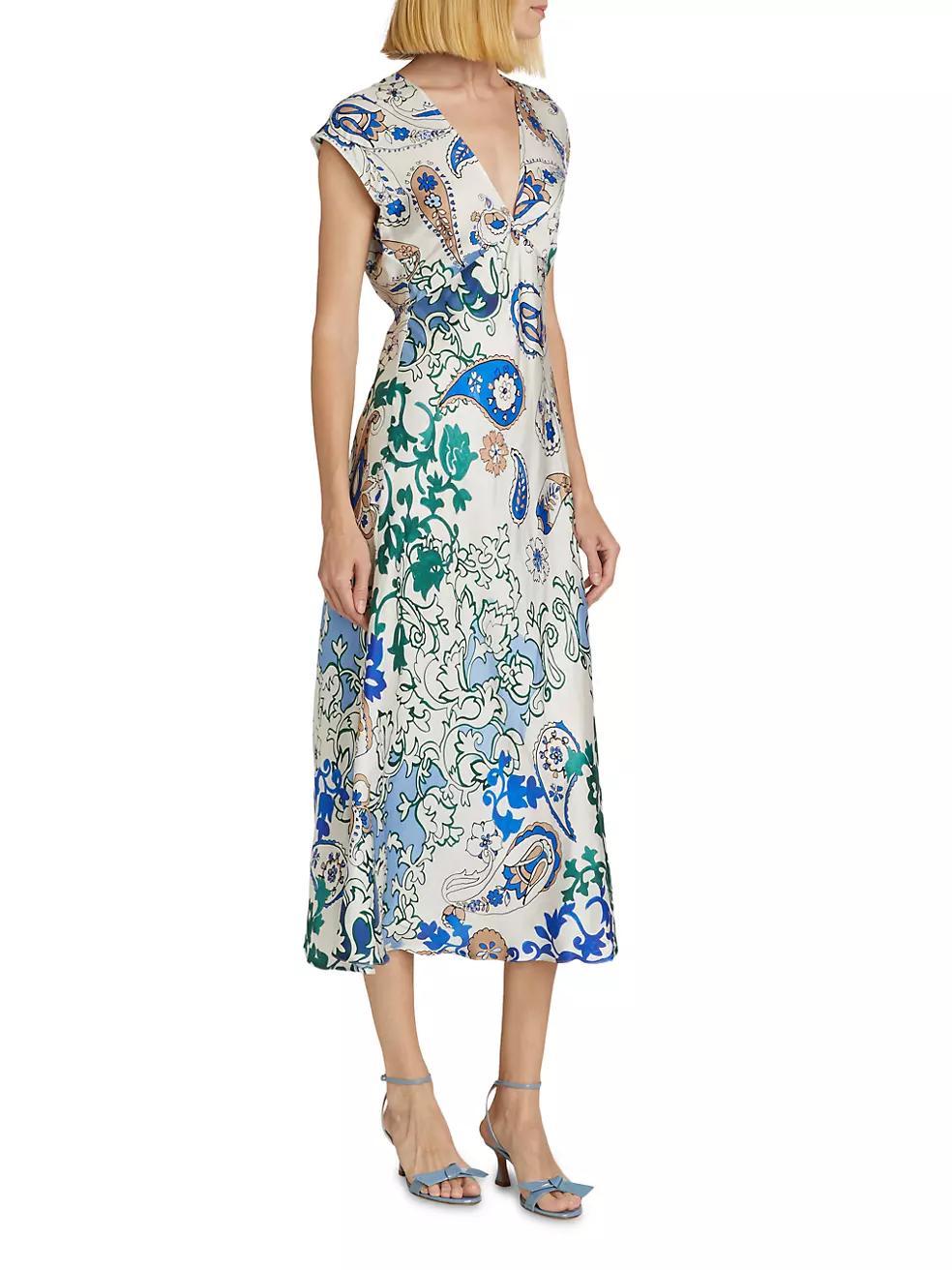 Laida Floral Satin Fit & Flare Midi-Dress Product Image
