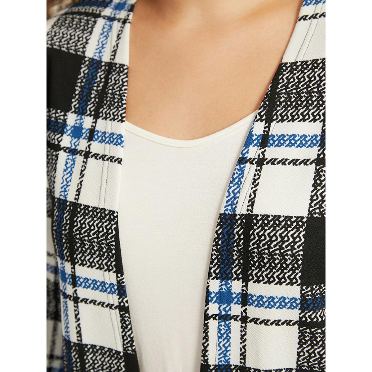 Plus Size Plaid Print Pocket Open Front Kimono Women Multicolor Casual Contrast Pocket Dailywear Kimonos BloomChic 22-24/3X Product Image