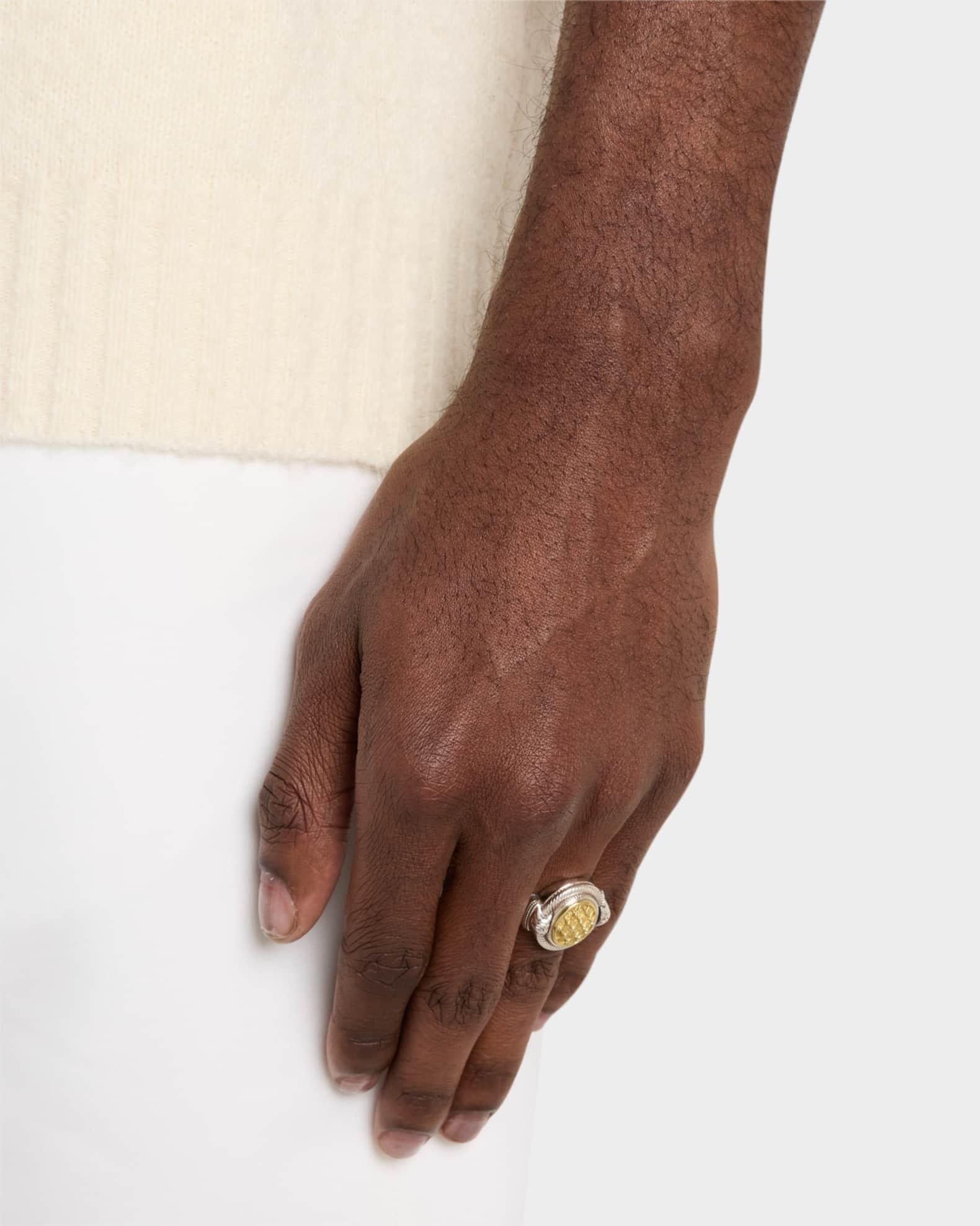 Mens Kavos Sterling Silver and Bronze Signet Ring Product Image