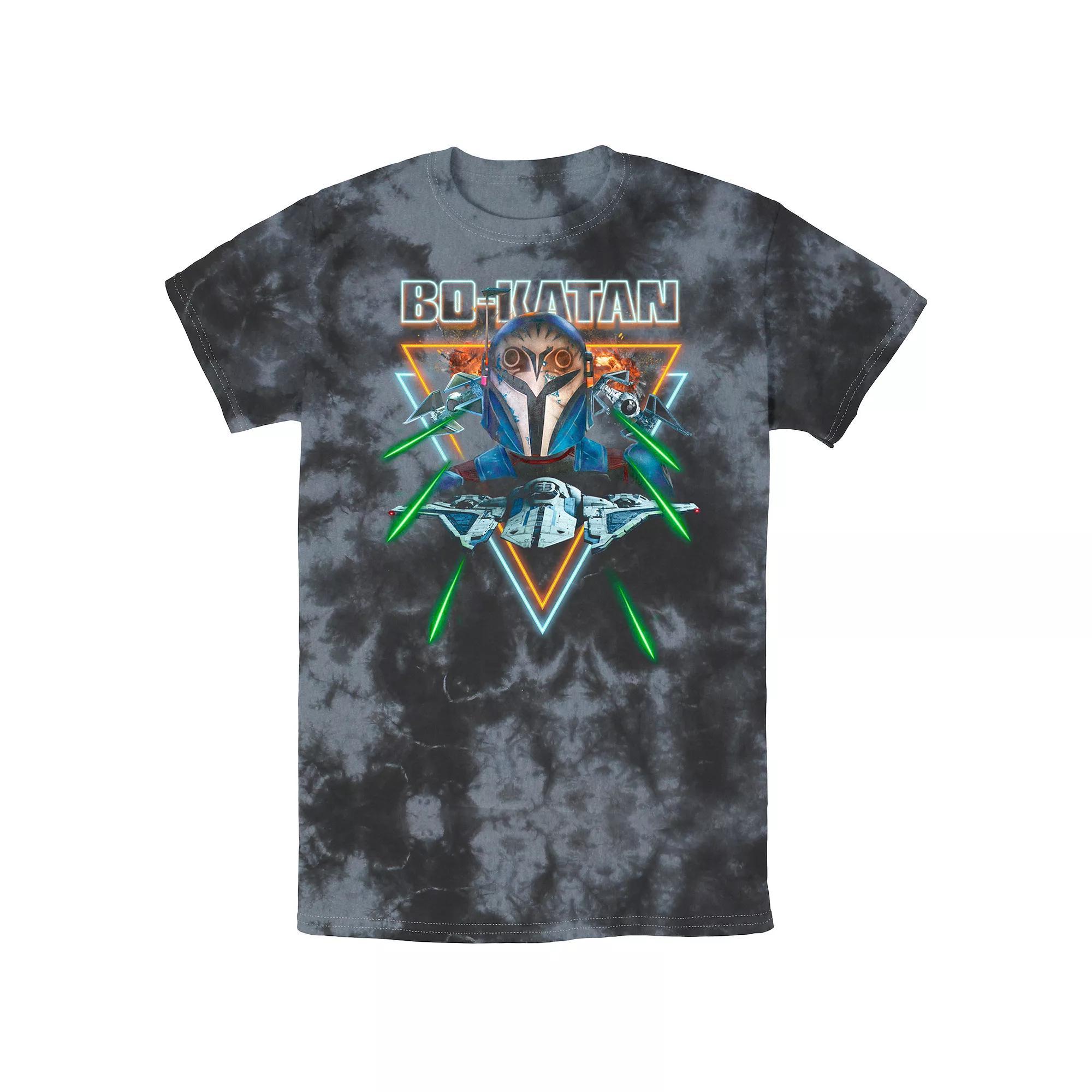 Men's Star Wars The Mandalorian Bo-Katan TIE Fighters Vaporwave Graphic Tee, Size: XL, Black Grey Product Image