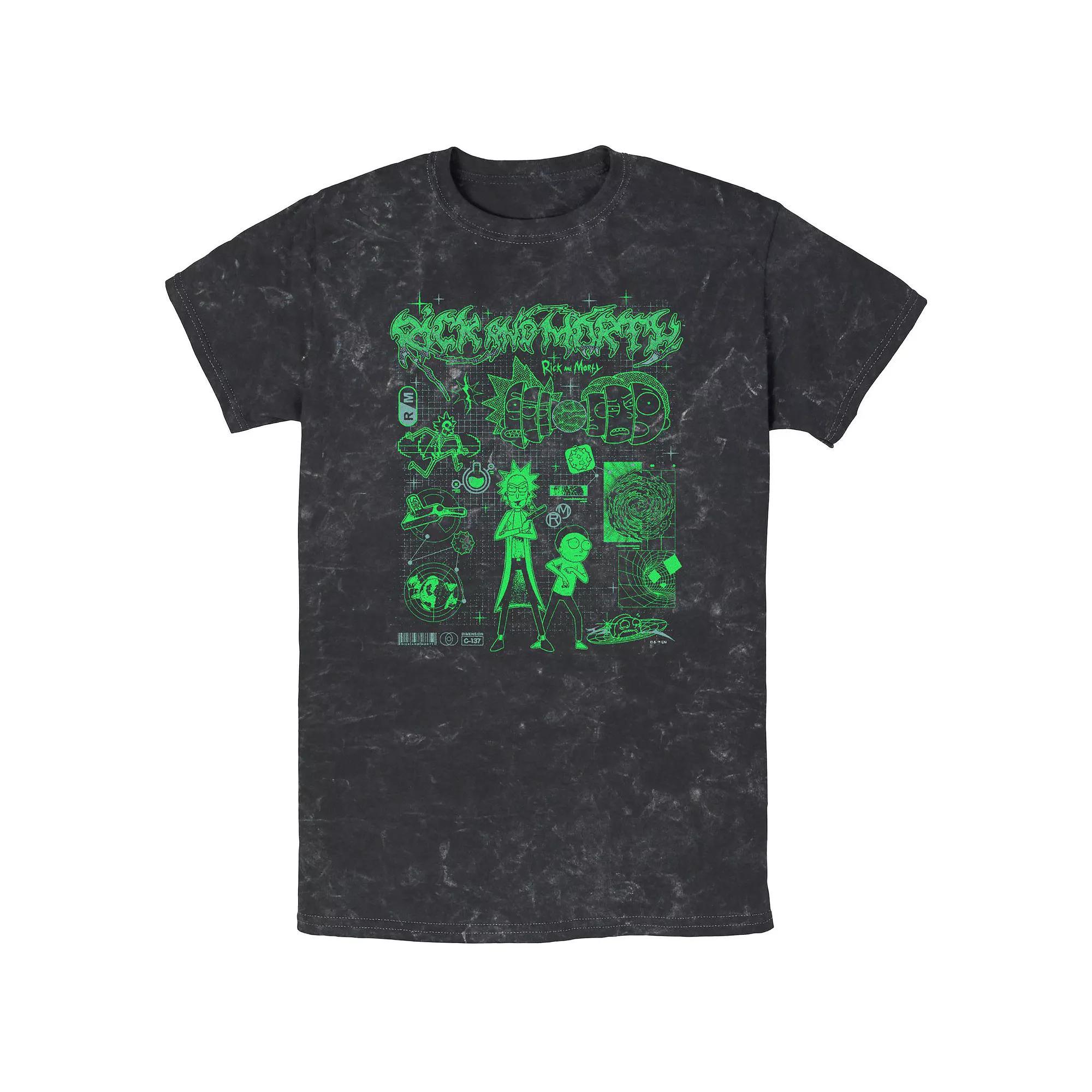 Men's Rick And Morty Intelligent Design Mineral Wash Graphic Tee, Size: Medium, Black Product Image